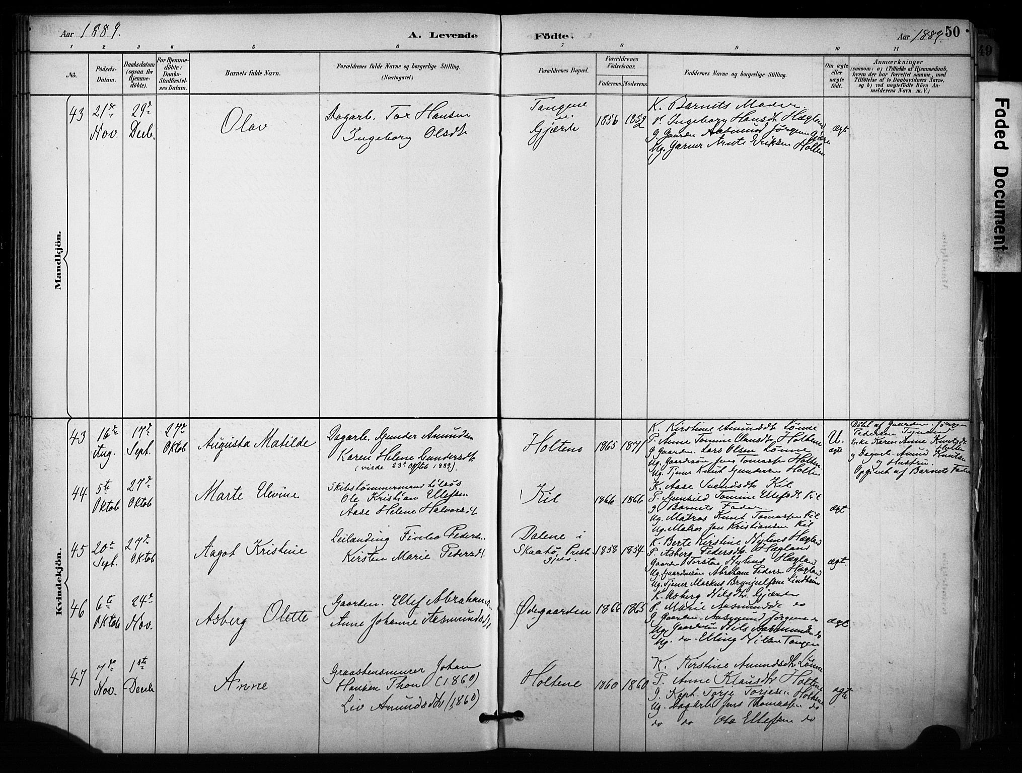 Sannidal kirkebøker, AV/SAKO-A-296/F/Fa/L0015: Ministerialbok nr. 15, 1884-1899, s. 50