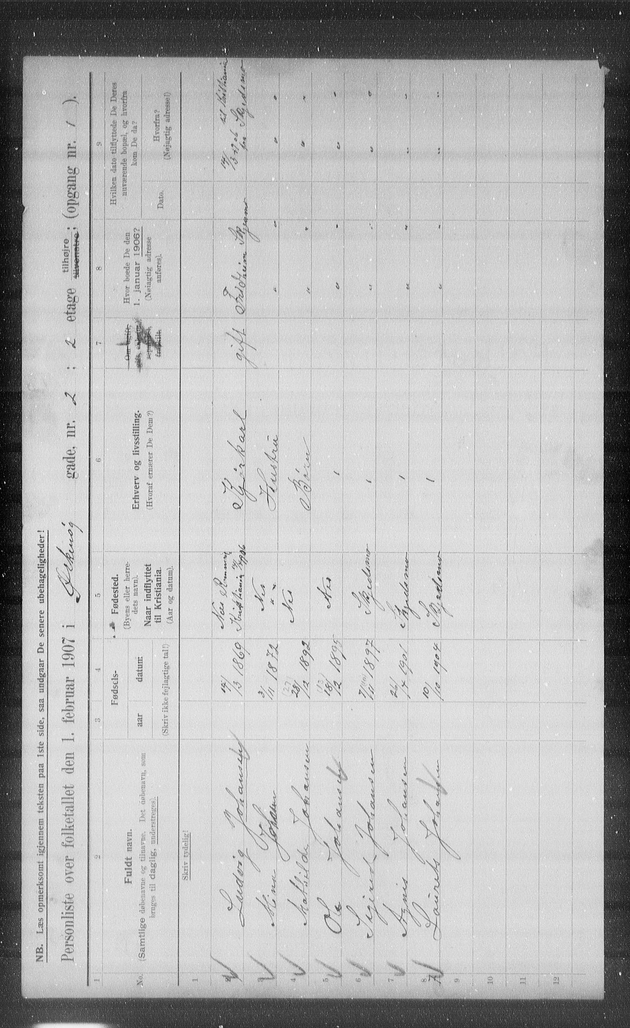 OBA, Kommunal folketelling 1.2.1907 for Kristiania kjøpstad, 1907, s. 38860