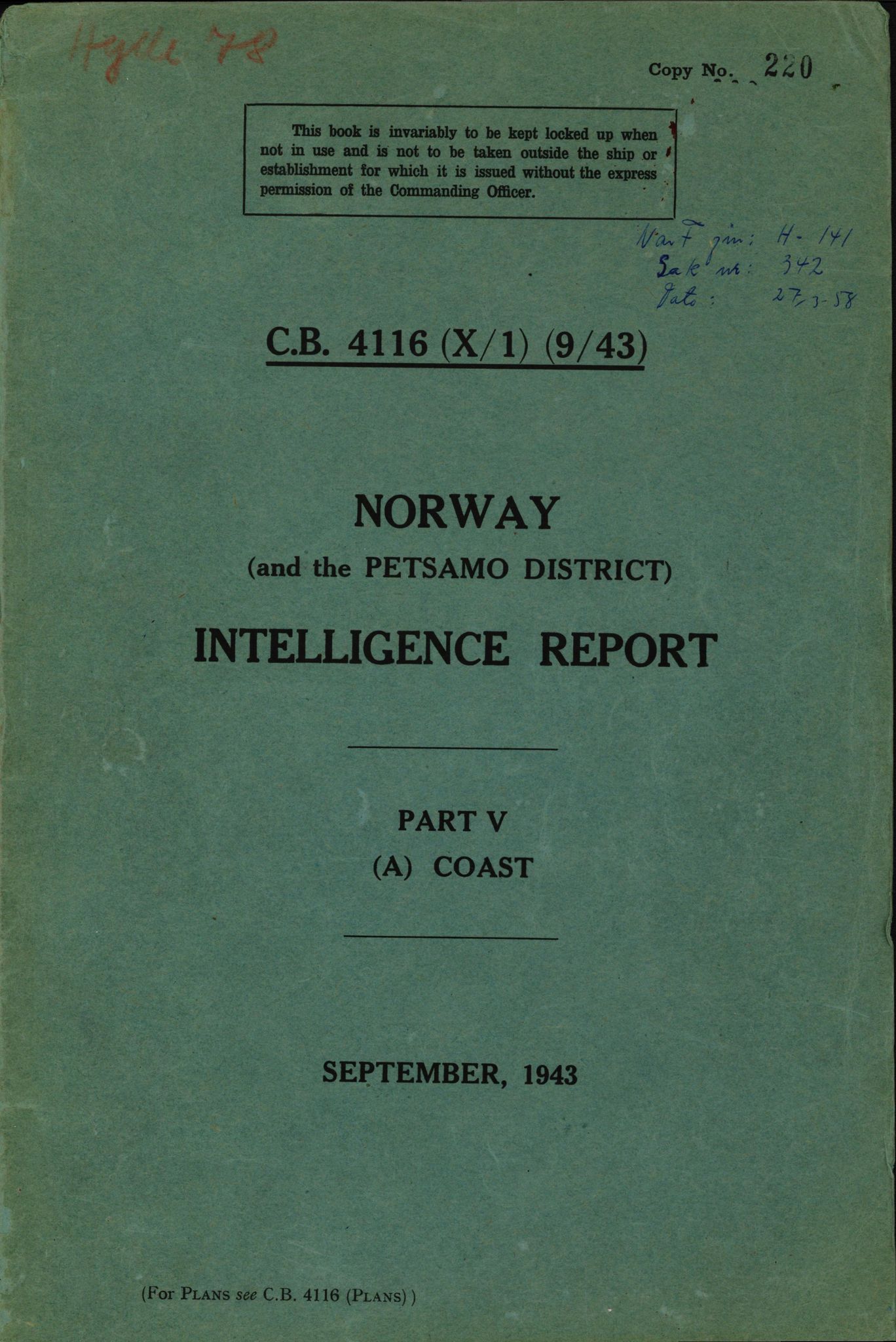 Forsvaret, Forsvarets overkommando II, AV/RA-RAFA-3915/D/Dd/L0004: Index of Reports on Norway, 1943-1944, s. 16