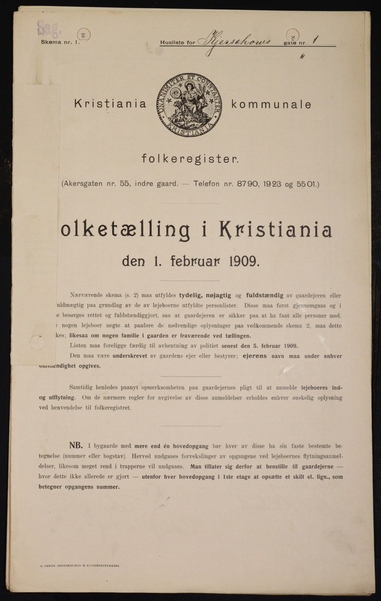 OBA, Kommunal folketelling 1.2.1909 for Kristiania kjøpstad, 1909, s. 45048
