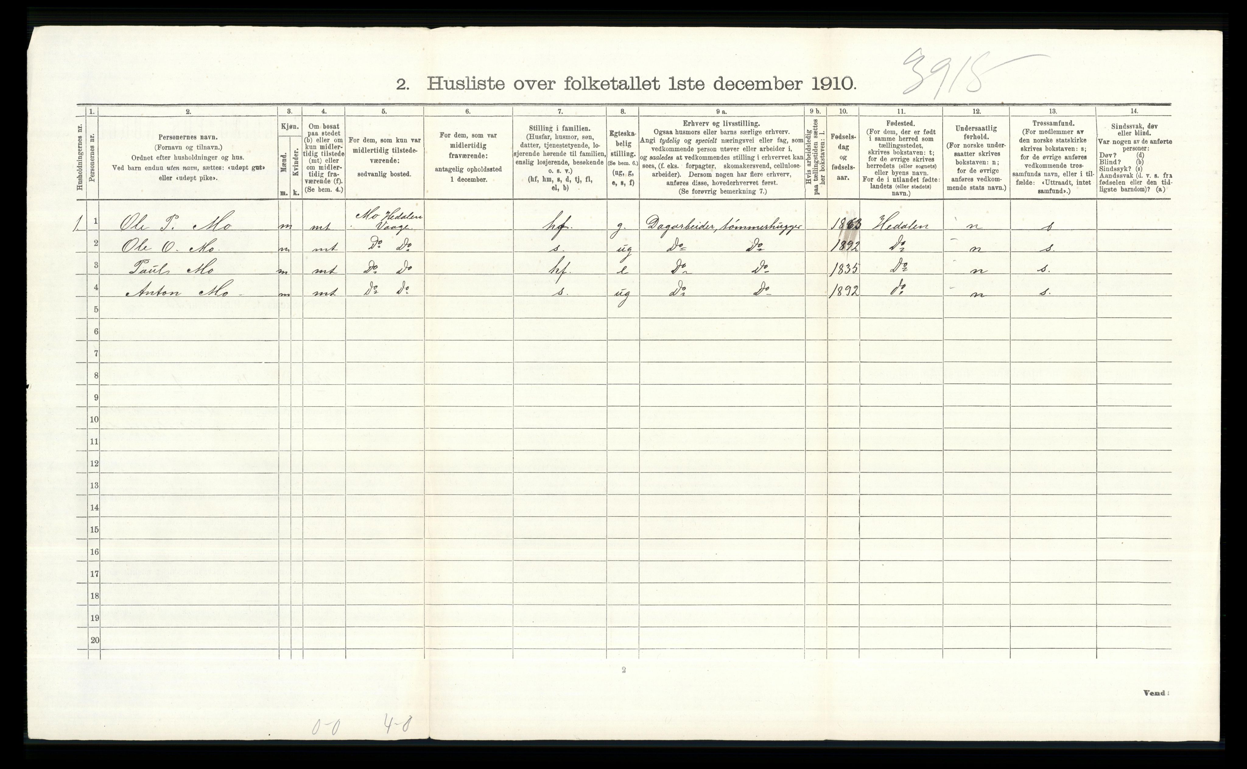 RA, Folketelling 1910 for 0518 Nord-Fron herred, 1910, s. 187