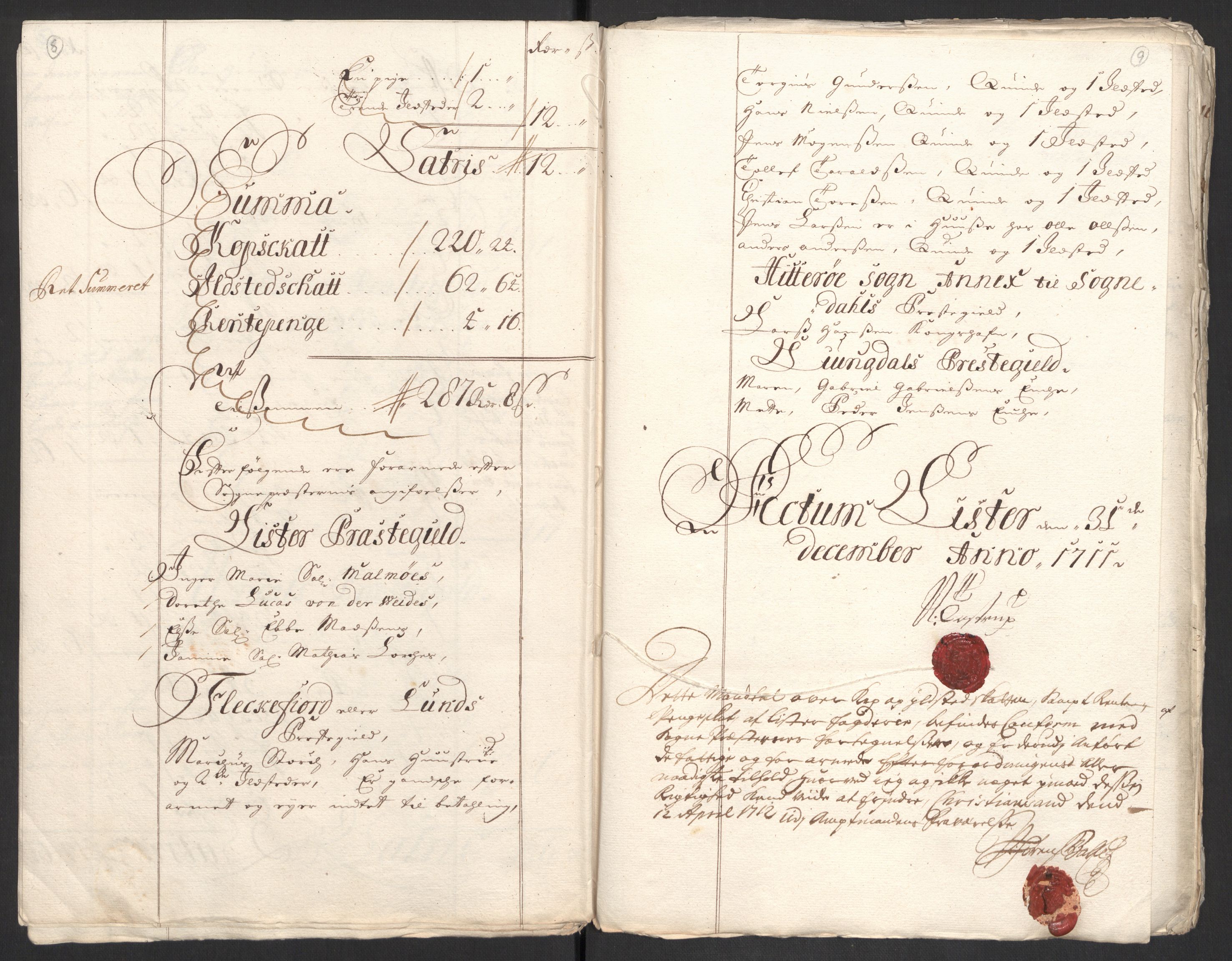 Rentekammeret inntil 1814, Reviderte regnskaper, Fogderegnskap, AV/RA-EA-4092/R43/L2554: Fogderegnskap Lista og Mandal, 1711, s. 45