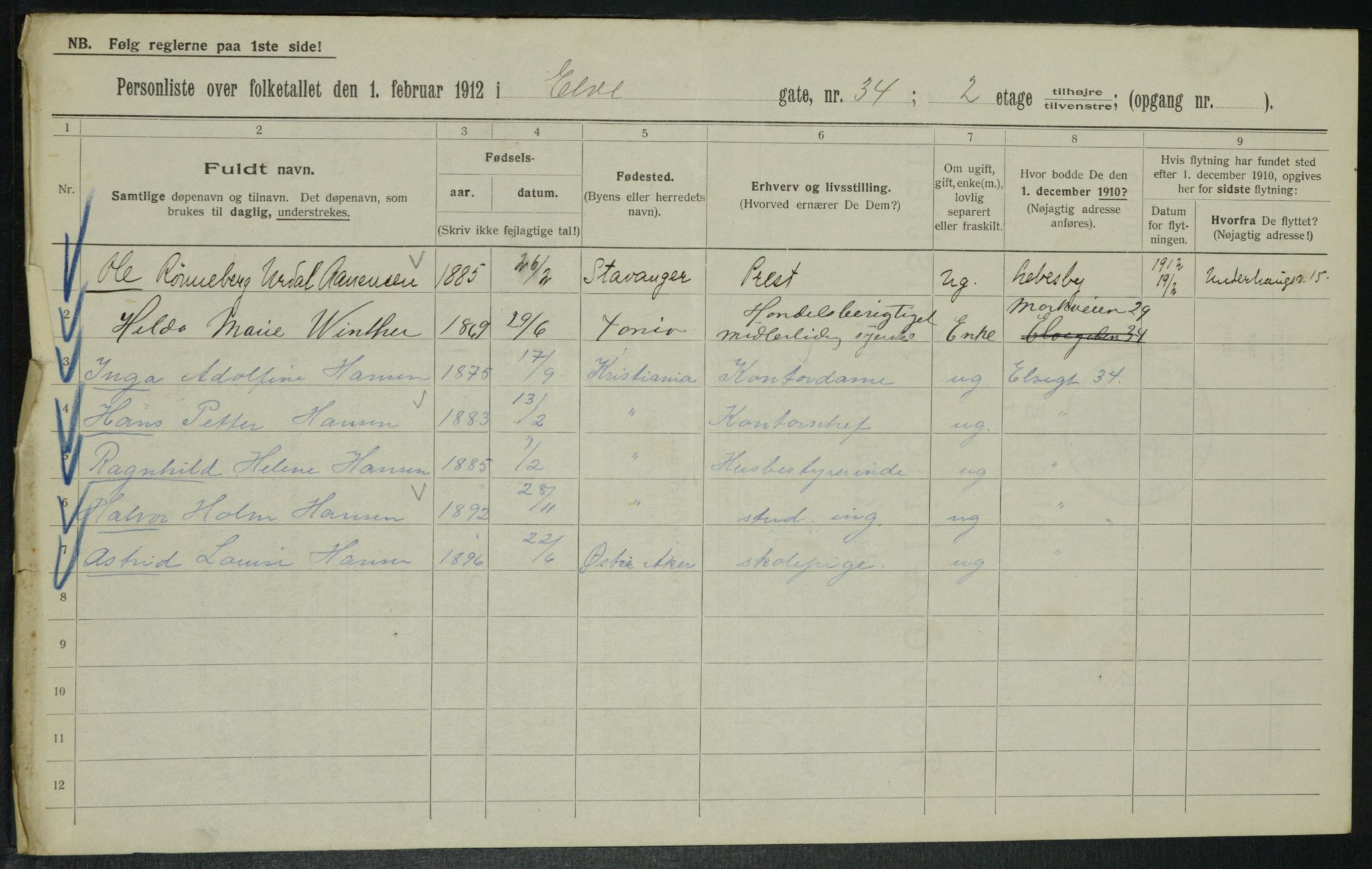 OBA, Kommunal folketelling 1.2.1914 for Kristiania, 1914, s. 21178