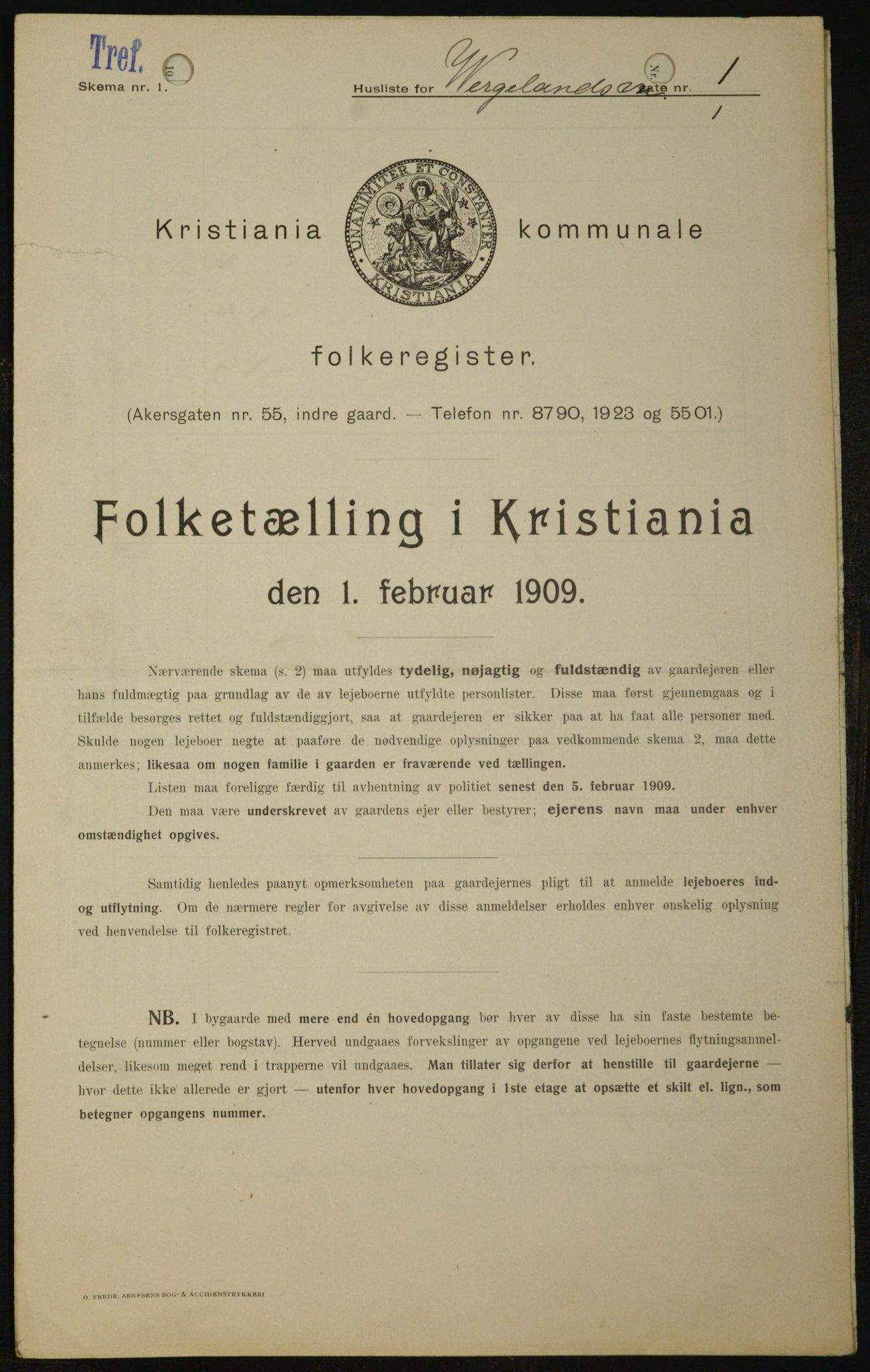 OBA, Kommunal folketelling 1.2.1909 for Kristiania kjøpstad, 1909, s. 115950