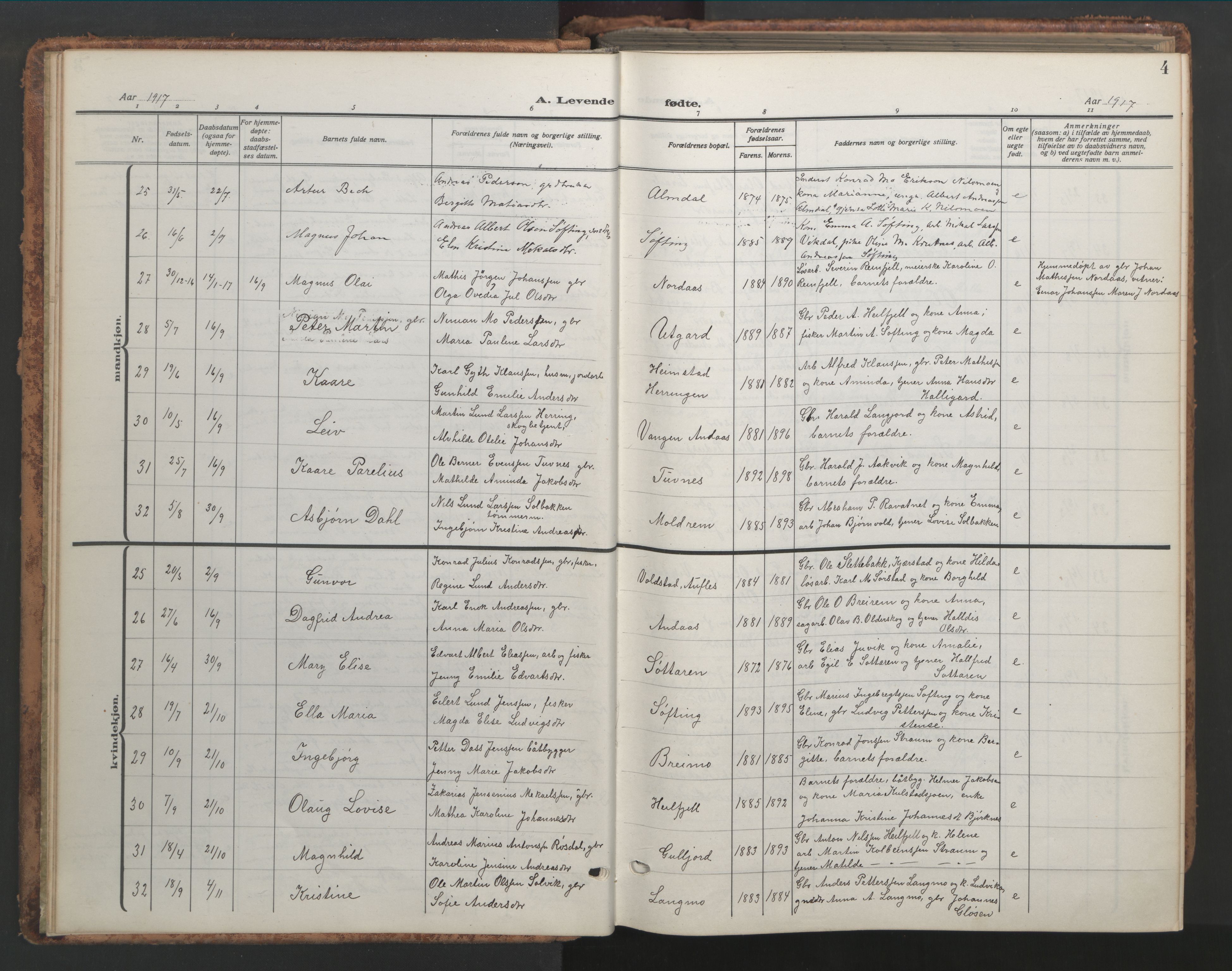 Ministerialprotokoller, klokkerbøker og fødselsregistre - Nordland, AV/SAT-A-1459/820/L0302: Klokkerbok nr. 820C04, 1917-1948, s. 4