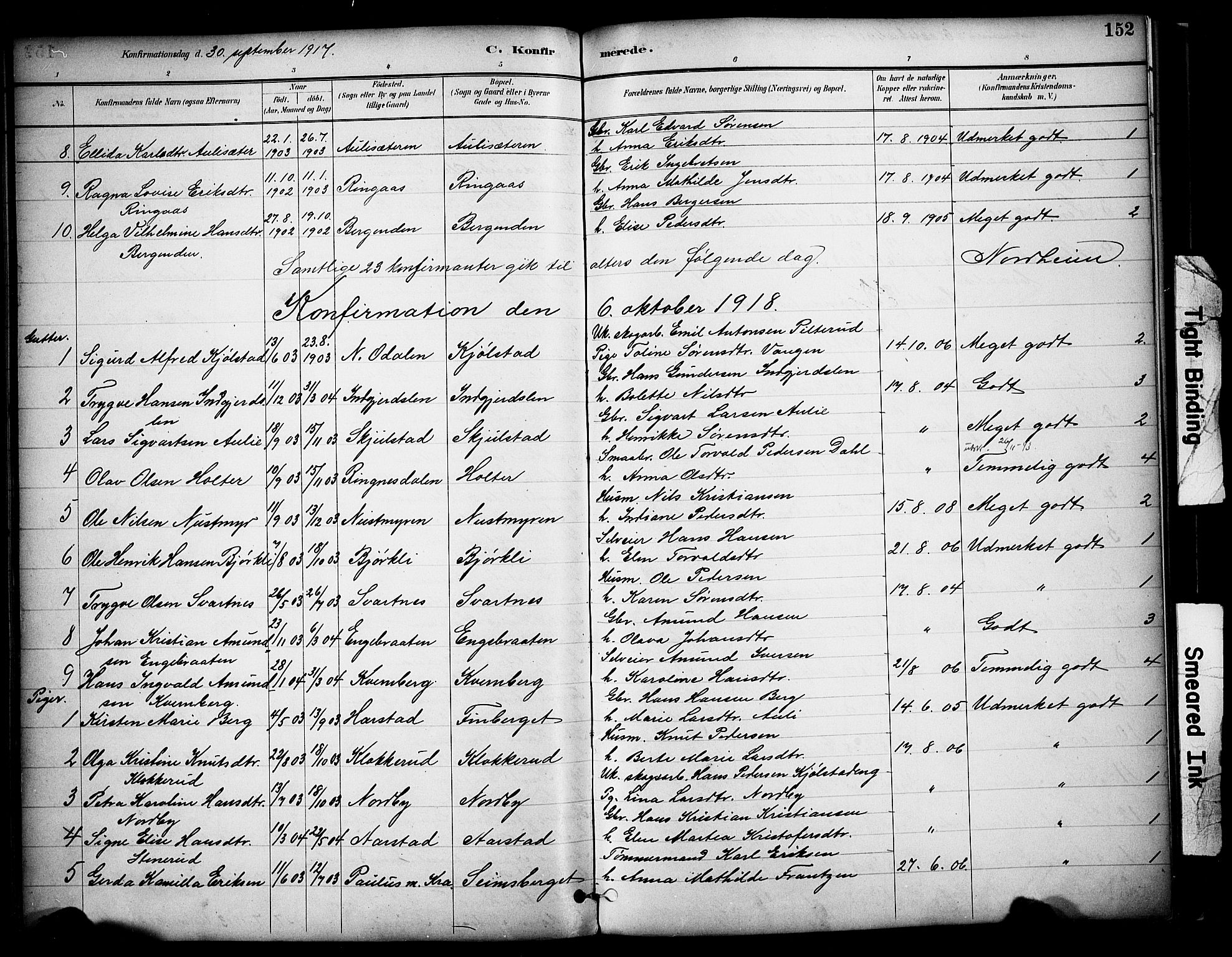 Sør-Odal prestekontor, AV/SAH-PREST-030/H/Ha/Haa/L0009: Ministerialbok nr. 9, 1886-1926, s. 152
