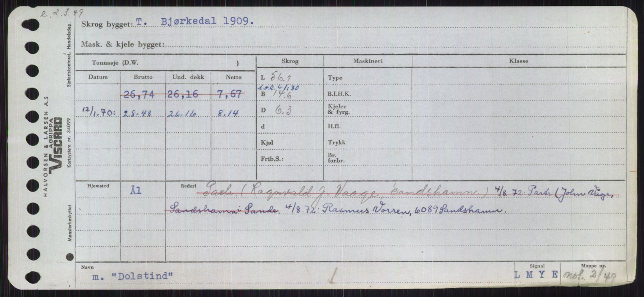 Sjøfartsdirektoratet med forløpere, Skipsmålingen, RA/S-1627/H/Ha/L0001/0002: Fartøy, A-Eig / Fartøy Bjør-Eig, s. 851