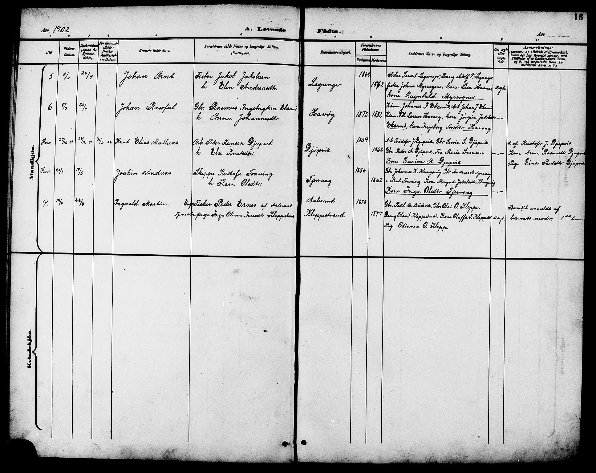 Ministerialprotokoller, klokkerbøker og fødselsregistre - Møre og Romsdal, AV/SAT-A-1454/508/L0098: Klokkerbok nr. 508C02, 1898-1916, s. 16