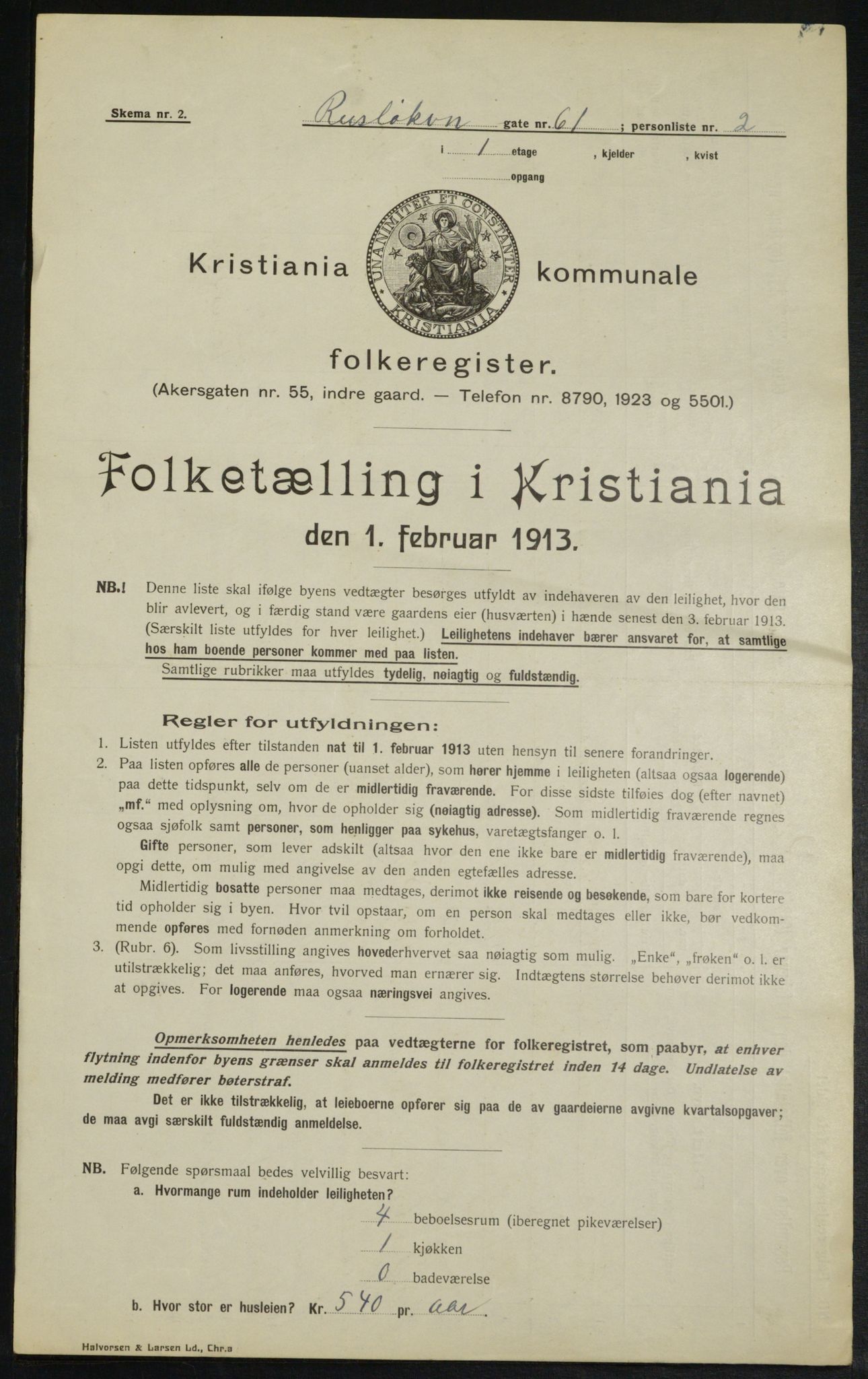 OBA, Kommunal folketelling 1.2.1913 for Kristiania, 1913, s. 85603