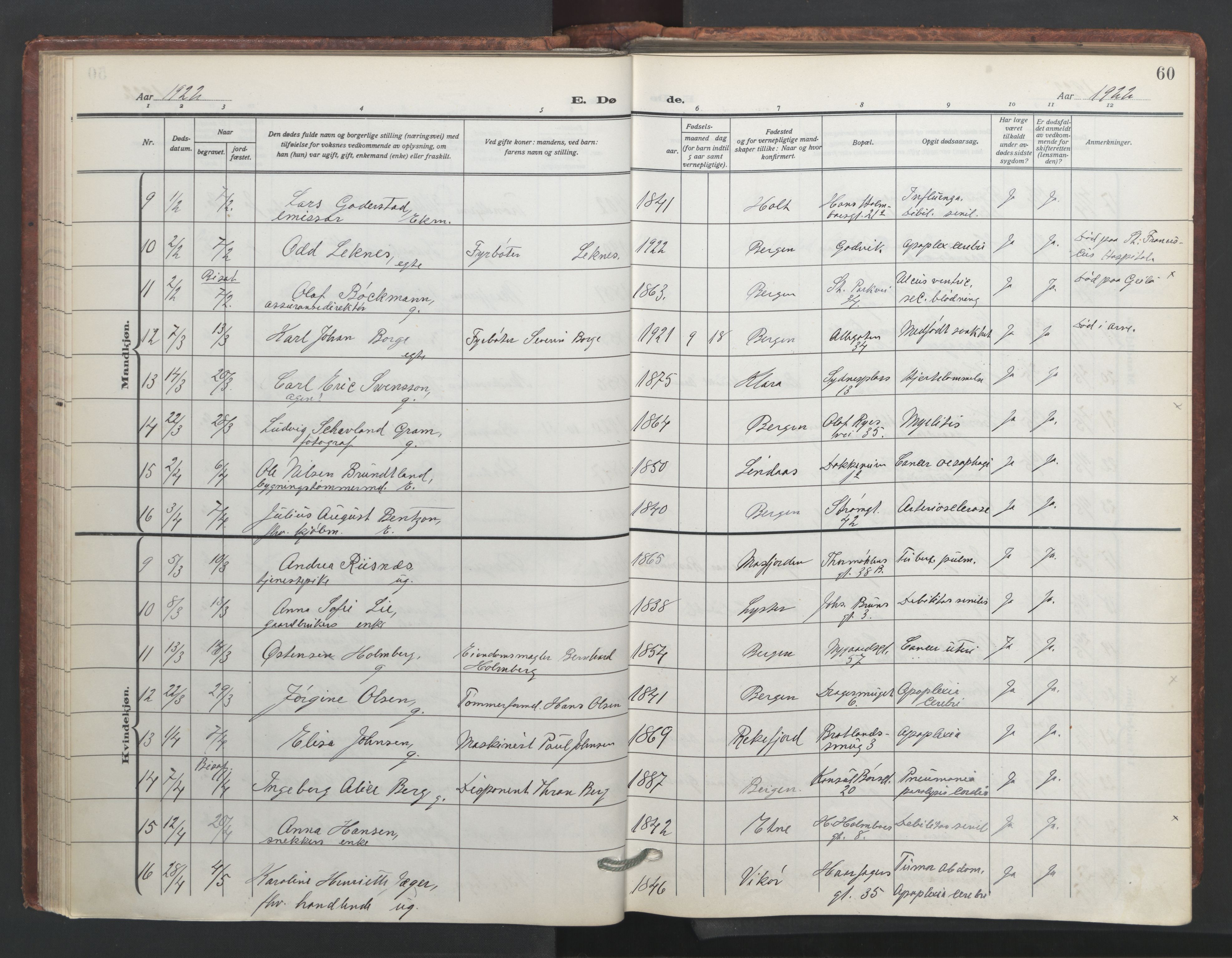 Johanneskirken sokneprestembete, AV/SAB-A-76001/H/Hab: Klokkerbok nr. D 2, 1916-1950, s. 59b-60a