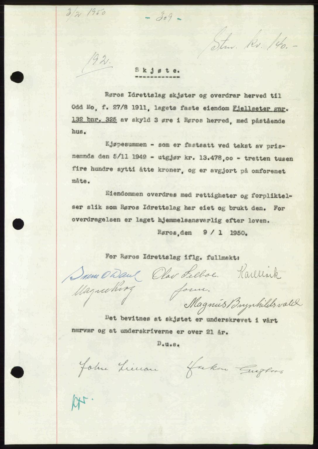 Gauldal sorenskriveri, SAT/A-0014/1/2/2C: Pantebok nr. A9, 1949-1950, Dagboknr: 192/1950