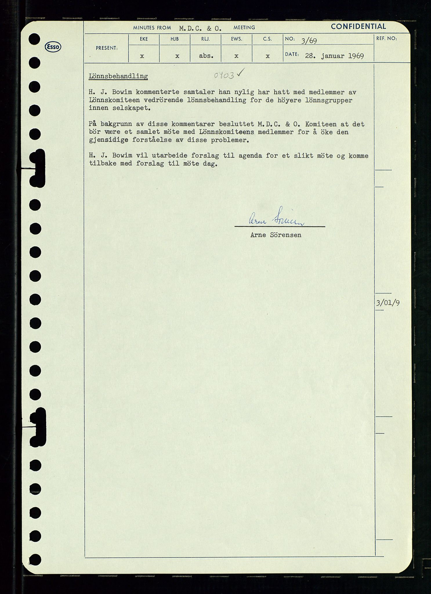 Pa 0982 - Esso Norge A/S, SAST/A-100448/A/Aa/L0003/0001: Den administrerende direksjon Board minutes (styrereferater) og Bedriftforsamlingsprotokoll / Den administrerende direksjon Board minutes (styrereferater), 1969, s. 136