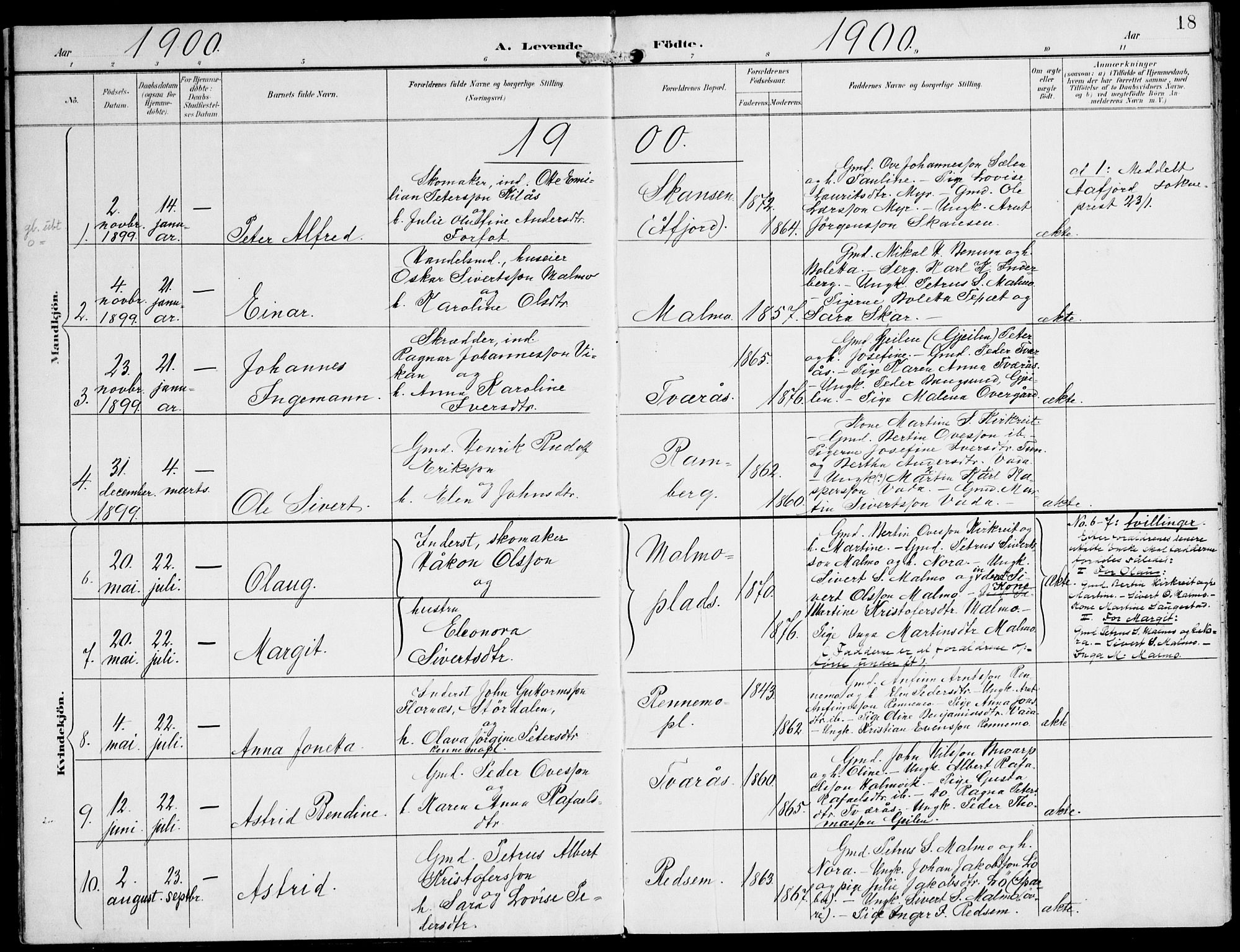 Ministerialprotokoller, klokkerbøker og fødselsregistre - Nord-Trøndelag, SAT/A-1458/745/L0430: Ministerialbok nr. 745A02, 1895-1913, s. 18