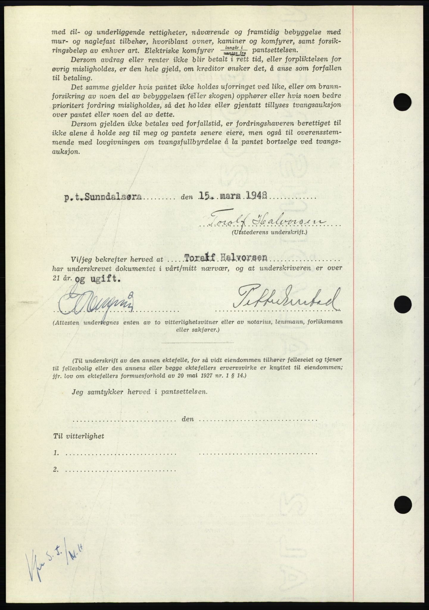 Nordmøre sorenskriveri, AV/SAT-A-4132/1/2/2Ca: Pantebok nr. B98, 1948-1948, Dagboknr: 712/1948