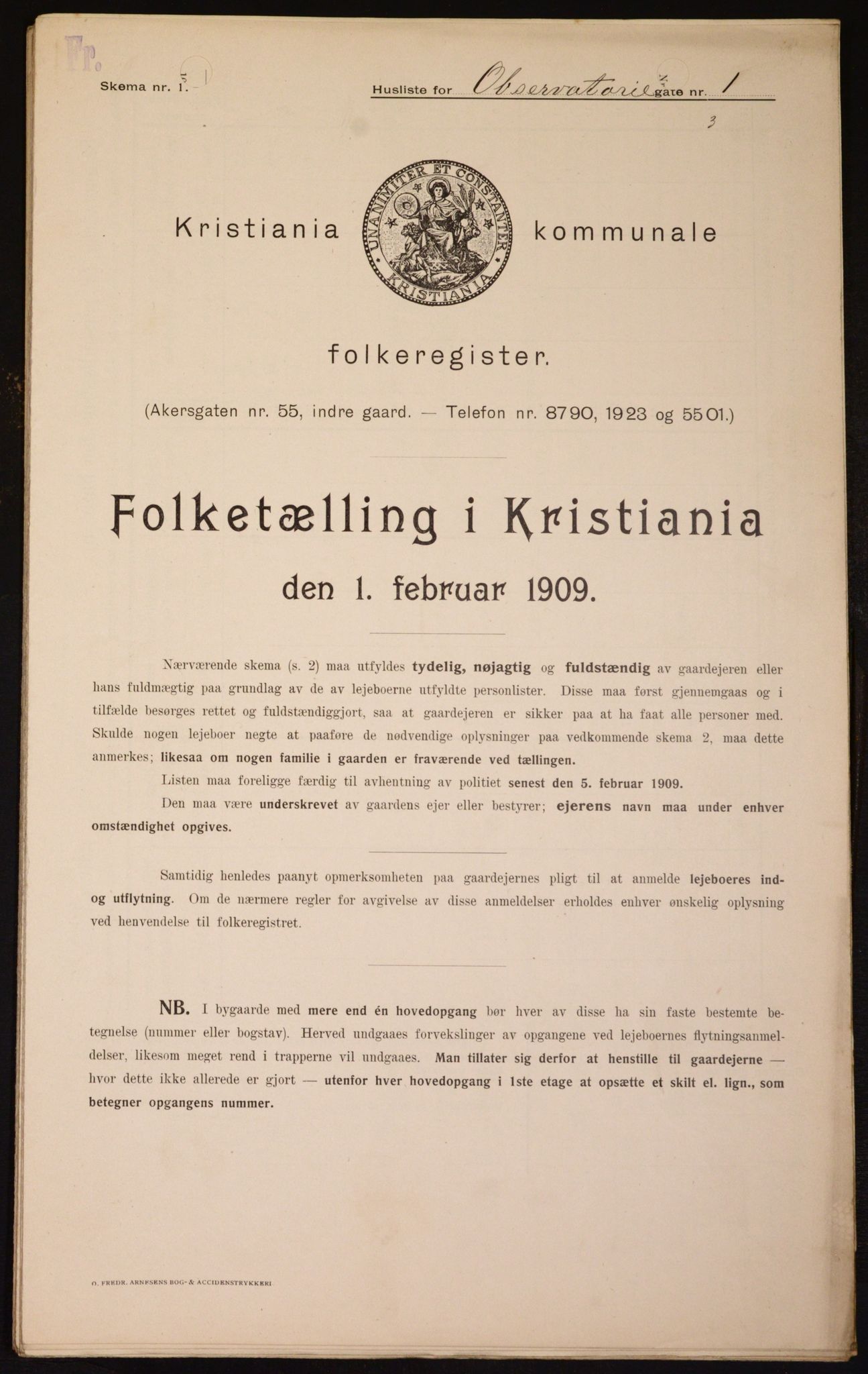 OBA, Kommunal folketelling 1.2.1909 for Kristiania kjøpstad, 1909, s. 67179