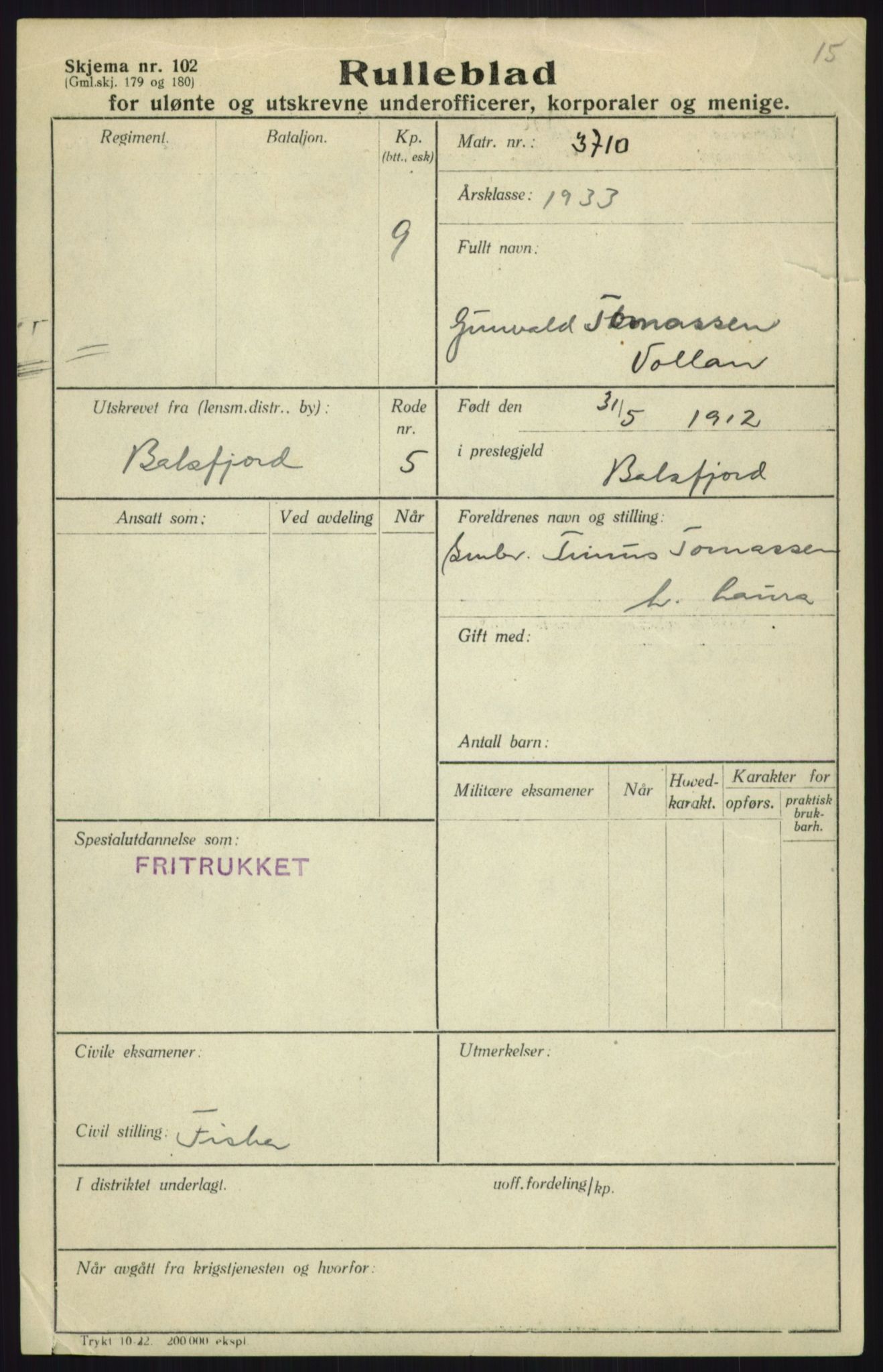 Forsvaret, Troms infanteriregiment nr. 16, AV/RA-RAFA-3146/P/Pa/L0017: Rulleblad for regimentets menige mannskaper, årsklasse 1933, 1933, s. 1341