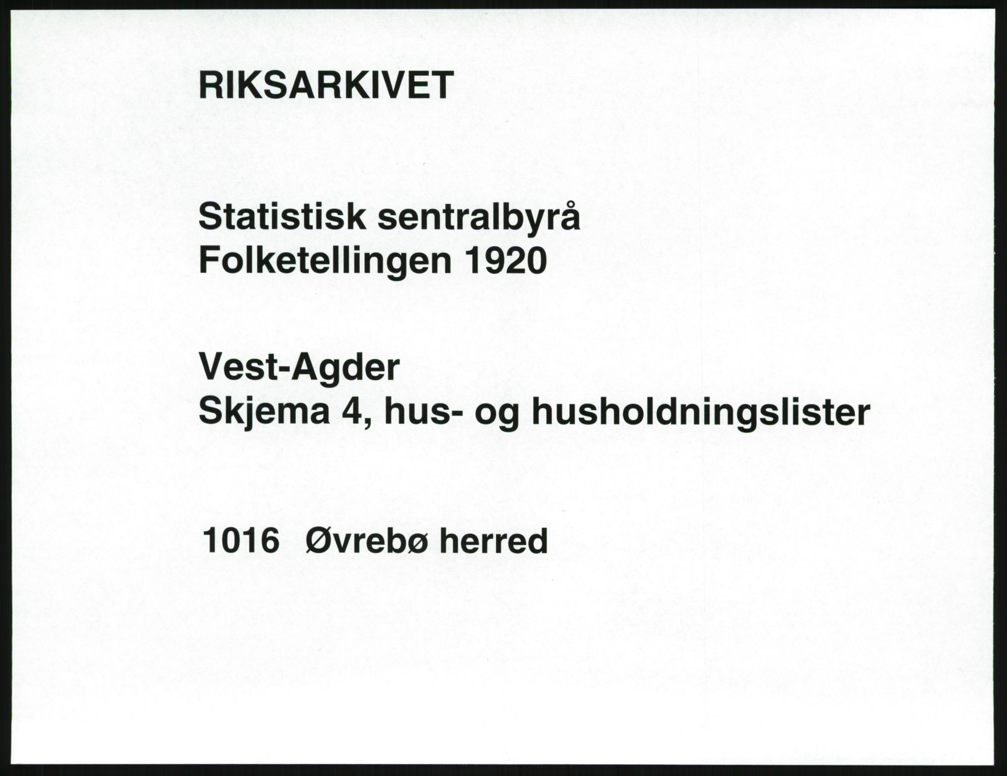 SAK, Folketelling 1920 for 1016 Øvrebø herred, 1920, s. 38