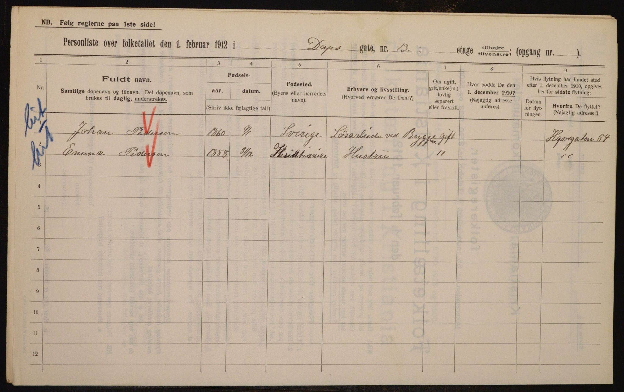 OBA, Kommunal folketelling 1.2.1912 for Kristiania, 1912, s. 15905