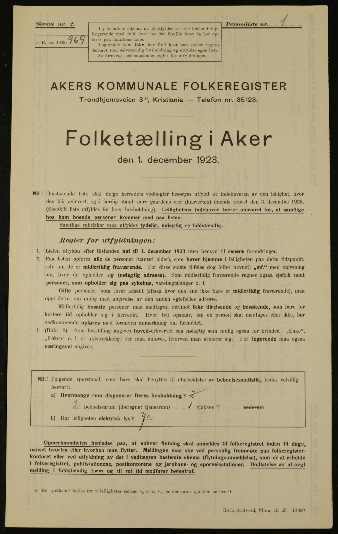 , Kommunal folketelling 1.12.1923 for Aker, 1923, s. 13921