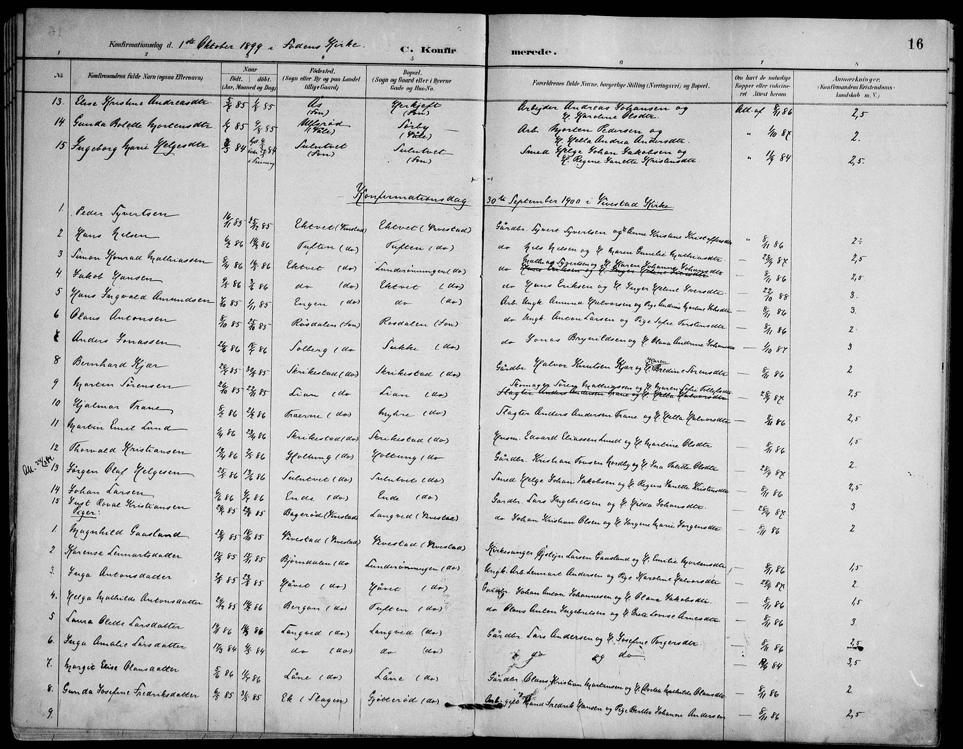 Ramnes kirkebøker, AV/SAKO-A-314/F/Fd/L0003: Residerende kapellans bok nr. IV 3, 1887-1907, s. 16