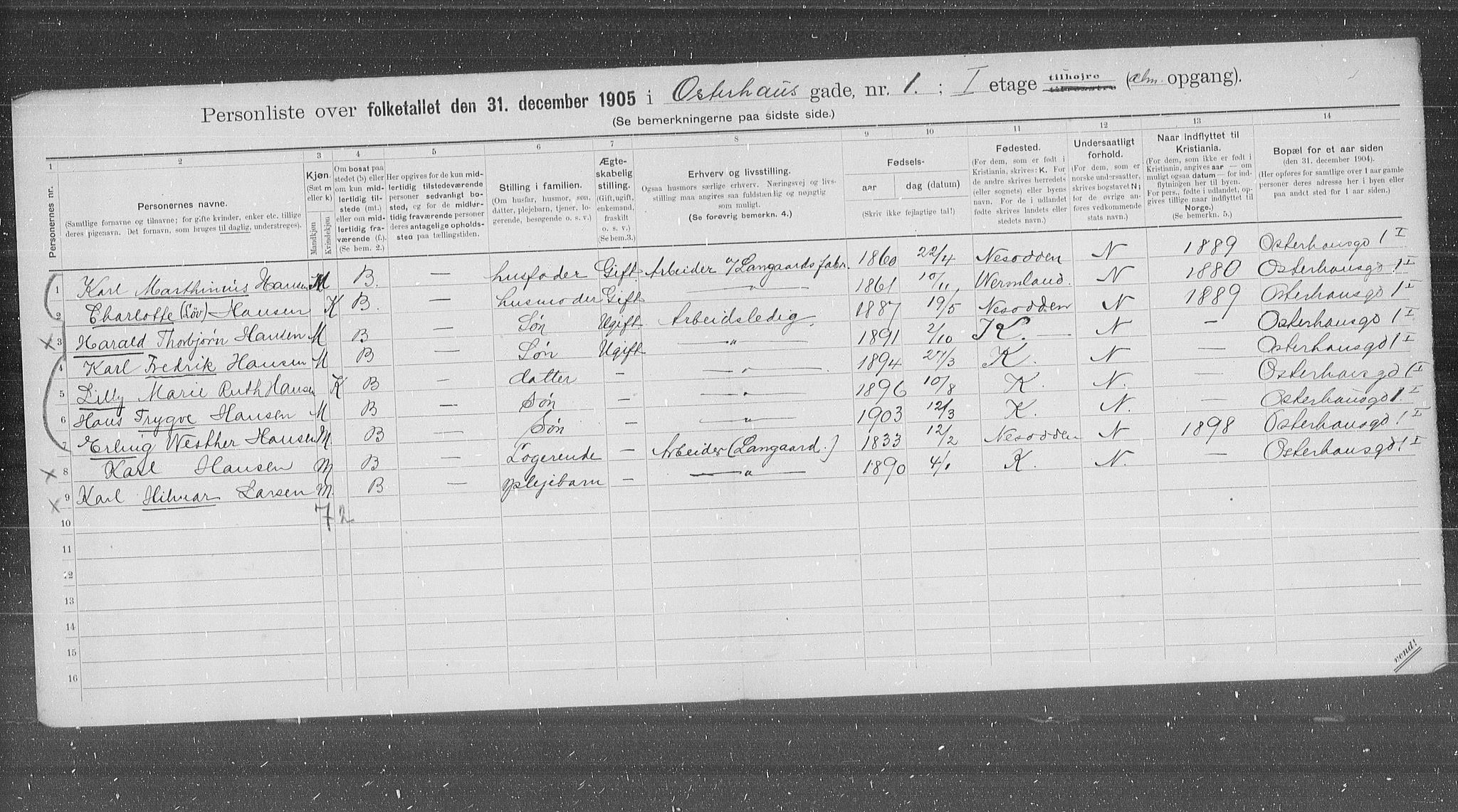 OBA, Kommunal folketelling 31.12.1905 for Kristiania kjøpstad, 1905, s. 40699