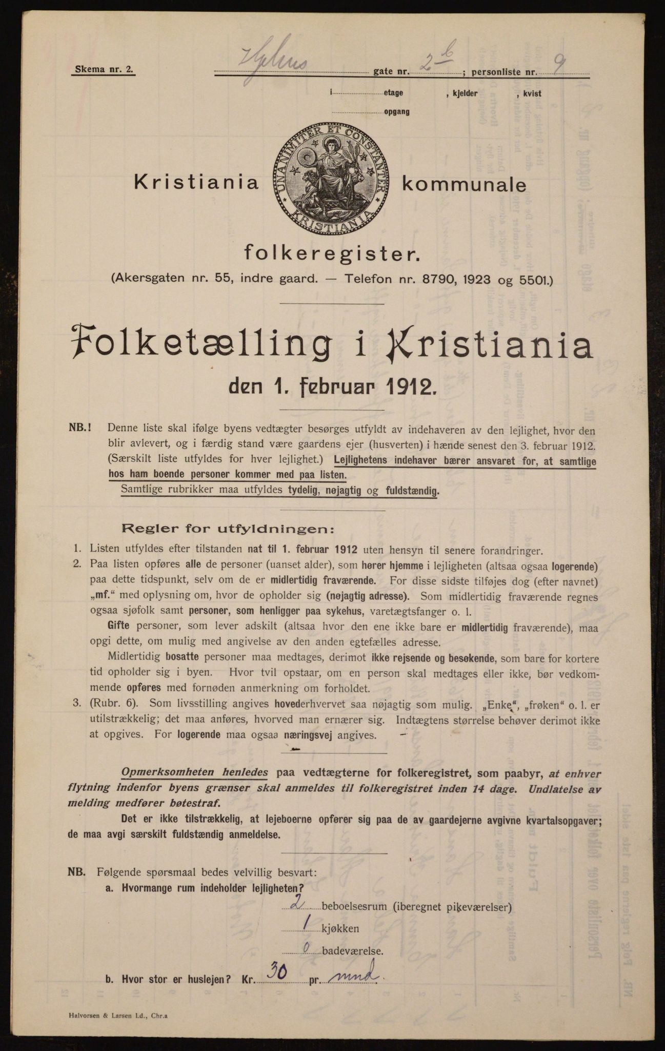 OBA, Kommunal folketelling 1.2.1912 for Kristiania, 1912, s. 40564