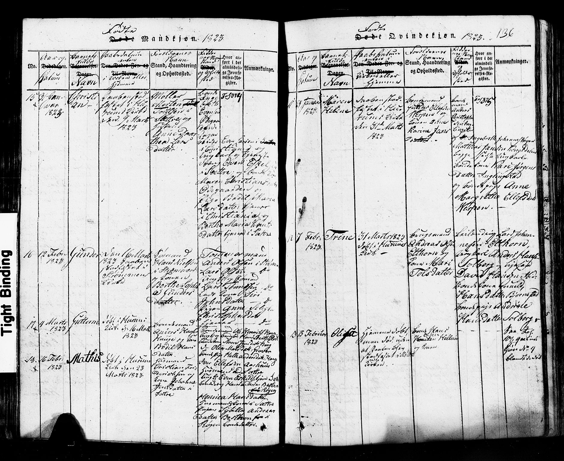 Hurum kirkebøker, AV/SAKO-A-229/G/Ga/L0001: Klokkerbok nr. I 1, 1816-1826, s. 136