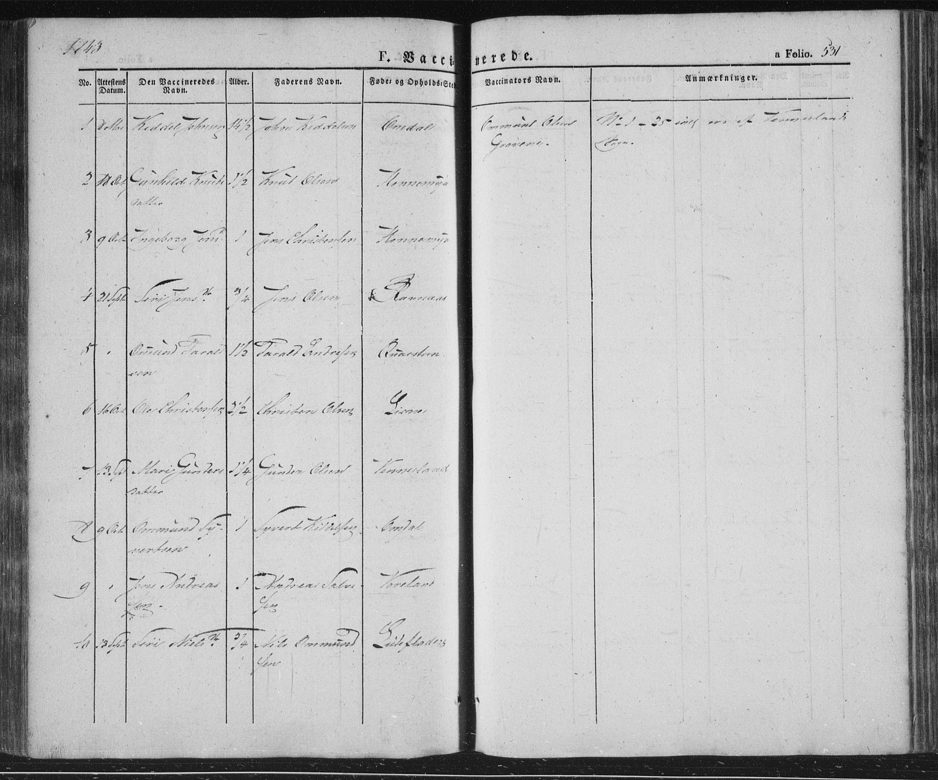 Vennesla sokneprestkontor, SAK/1111-0045/Fa/Fac/L0004: Ministerialbok nr. A 4, 1834-1855, s. 531