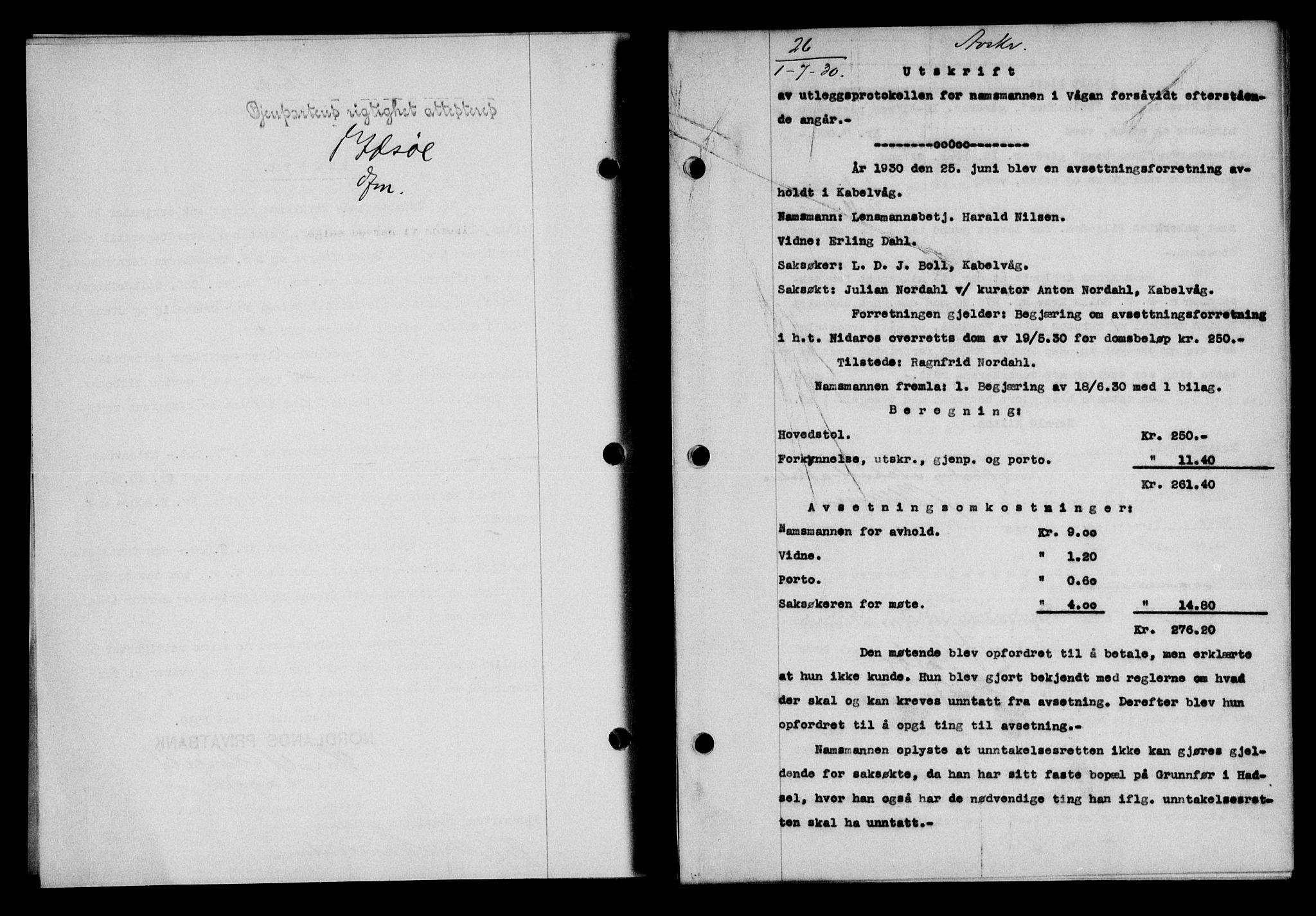 Lofoten sorenskriveri, SAT/A-0017/1/2/2C/L0022b: Pantebok nr. 22b, 1930-1930, Tingl.dato: 01.07.1930