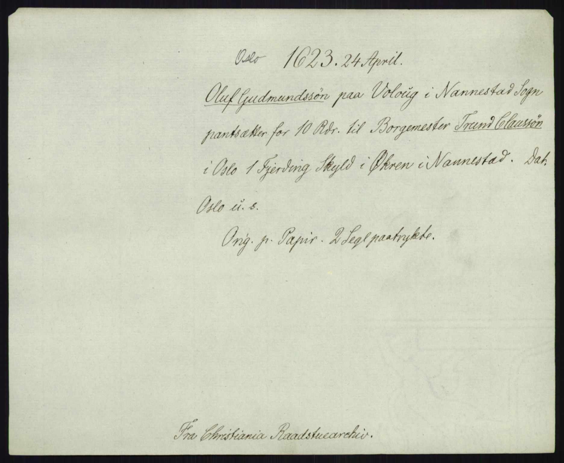 Riksarkivets diplomsamling, AV/RA-EA-5965/F35/F35b/L0006: Riksarkivets diplomer, seddelregister, 1613-1624, s. 643