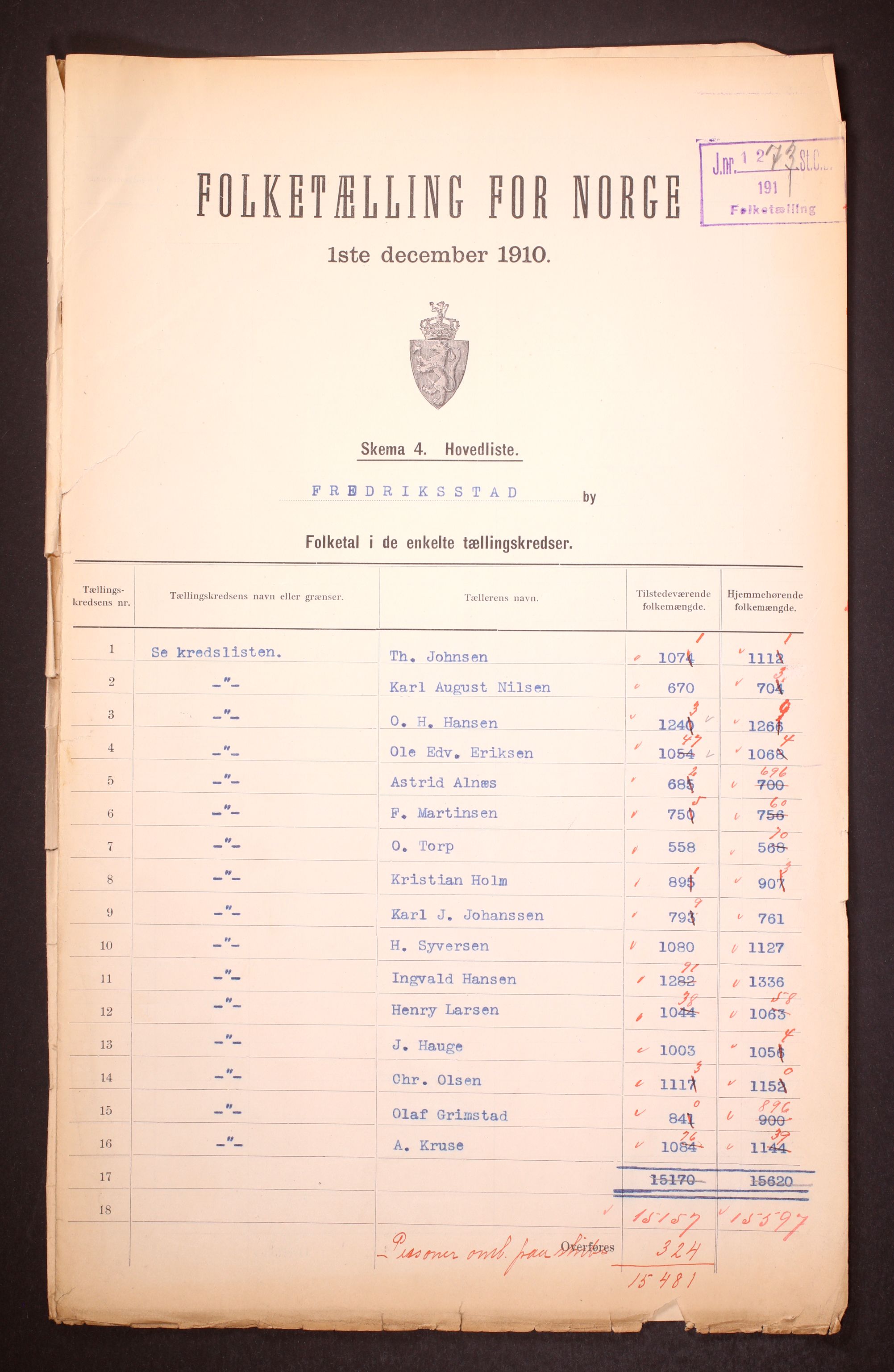 RA, Folketelling 1910 for 0103 Fredrikstad kjøpstad, 1910, s. 3