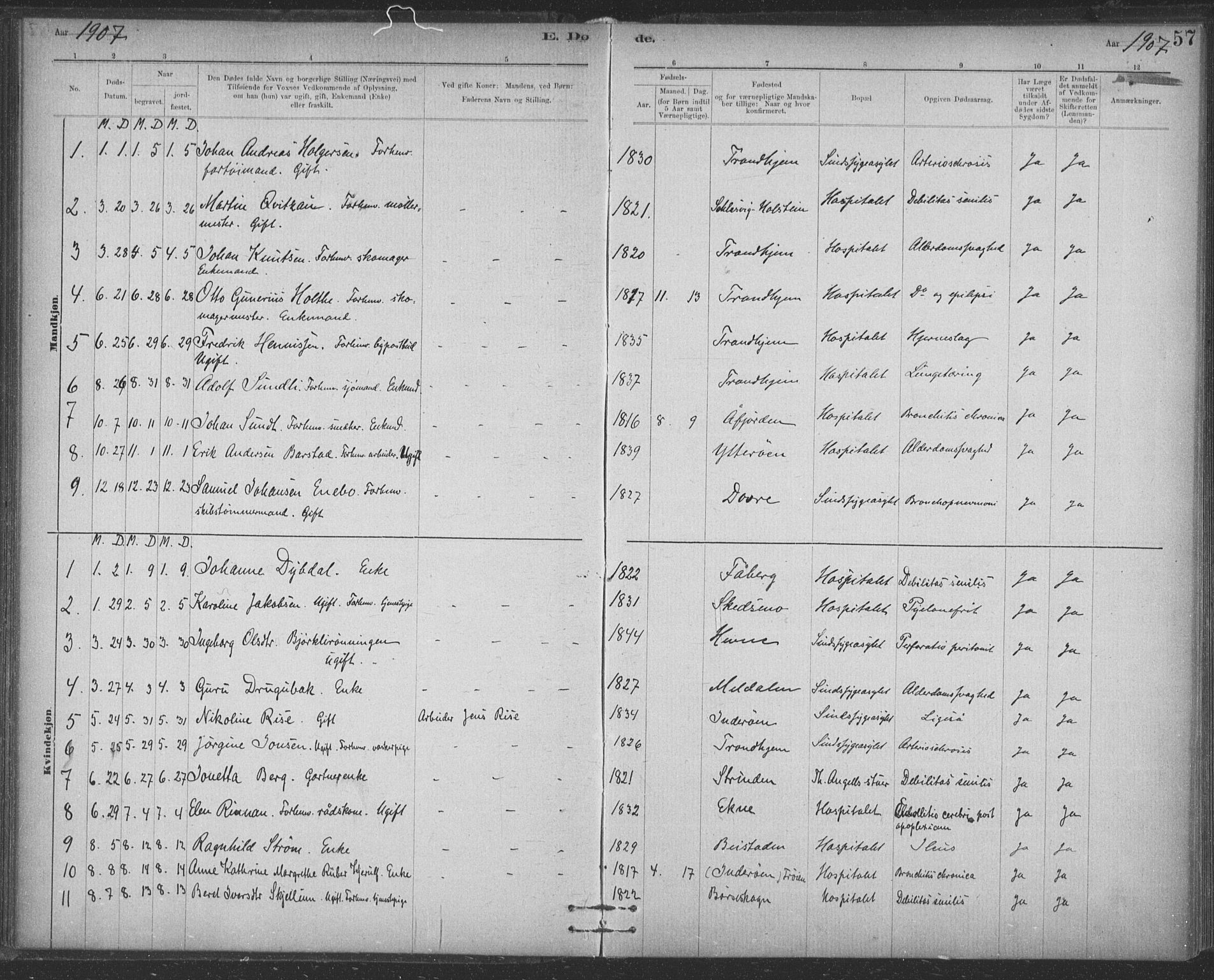 Ministerialprotokoller, klokkerbøker og fødselsregistre - Sør-Trøndelag, SAT/A-1456/623/L0470: Ministerialbok nr. 623A04, 1884-1938, s. 57