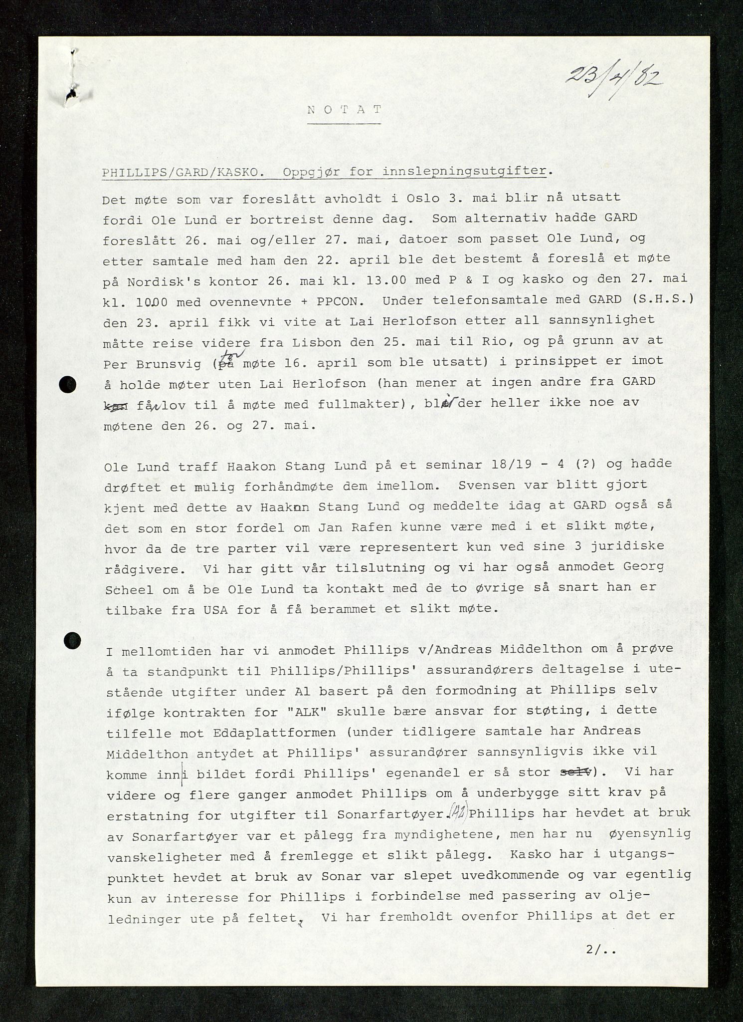 Pa 1503 - Stavanger Drilling AS, SAST/A-101906/Da/L0017: Alexander L. Kielland - Saks- og korrespondansearkiv, 1981-1984, s. 293