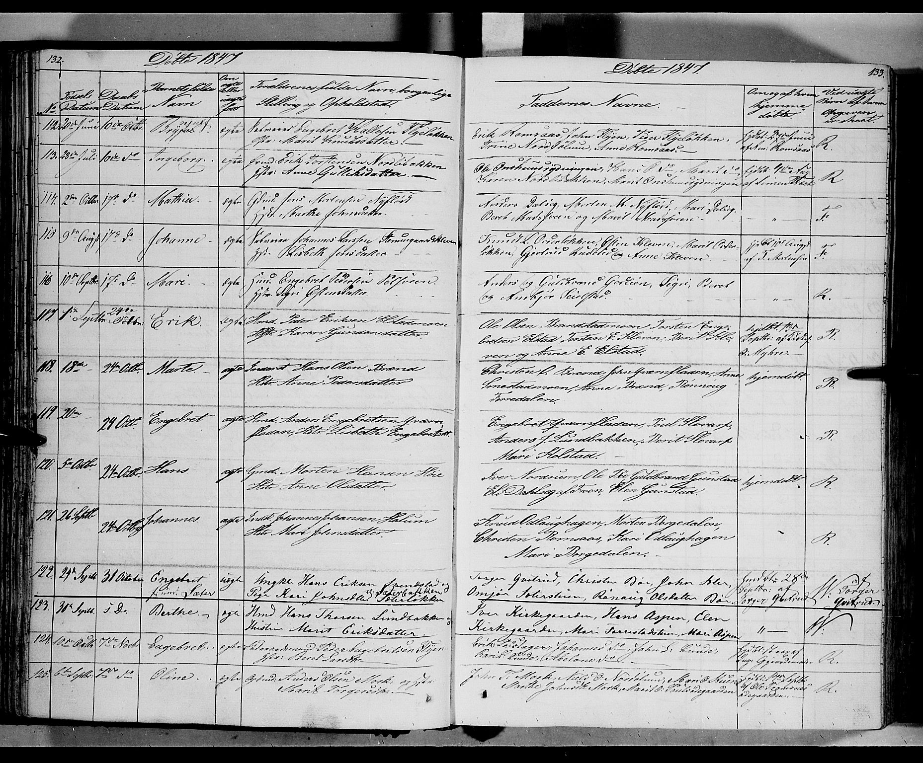 Ringebu prestekontor, AV/SAH-PREST-082/H/Ha/Haa/L0005: Ministerialbok nr. 5, 1839-1848, s. 132-133