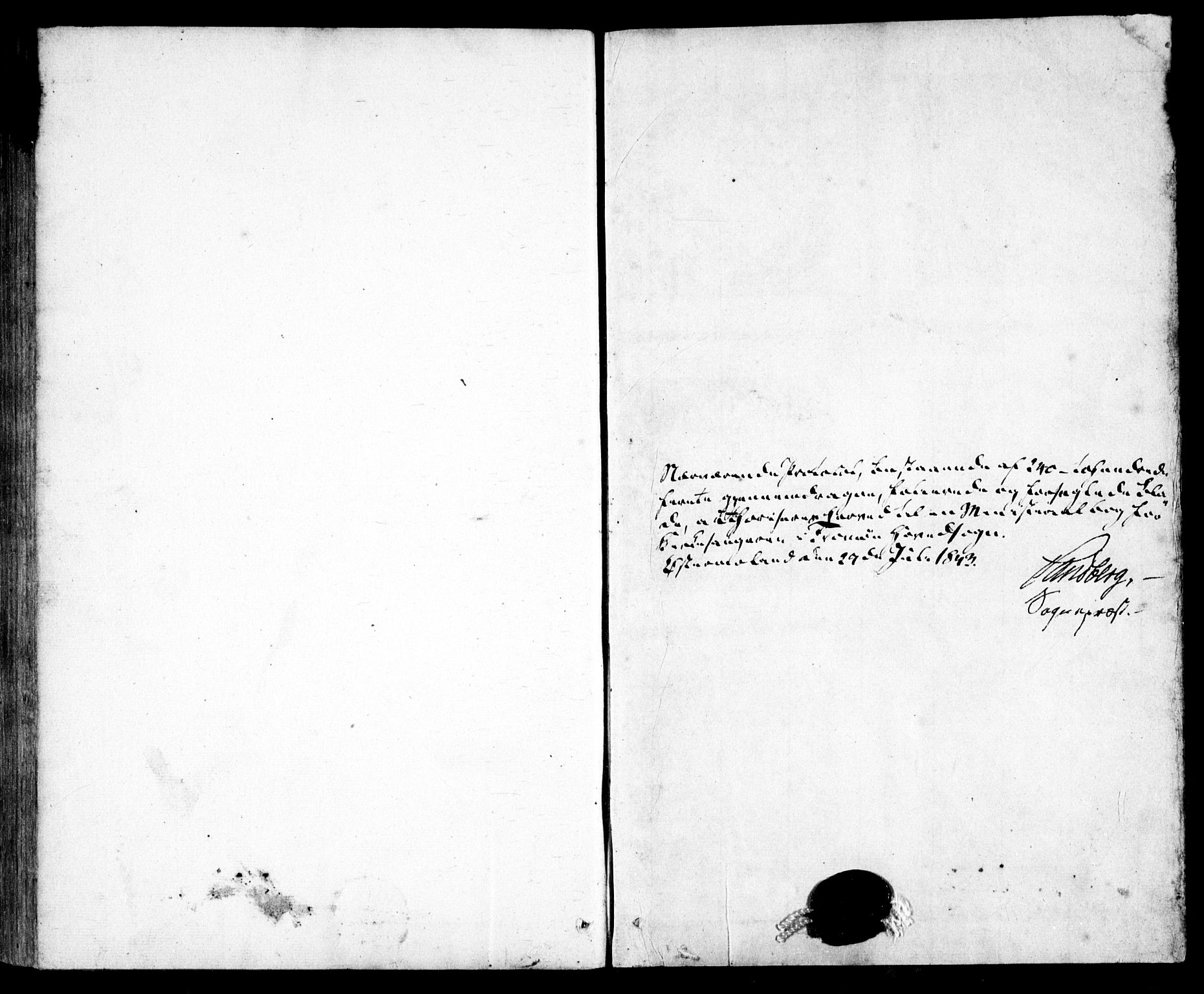 Tromøy sokneprestkontor, SAK/1111-0041/F/Fb/L0001: Klokkerbok nr. B 1, 1843-1850