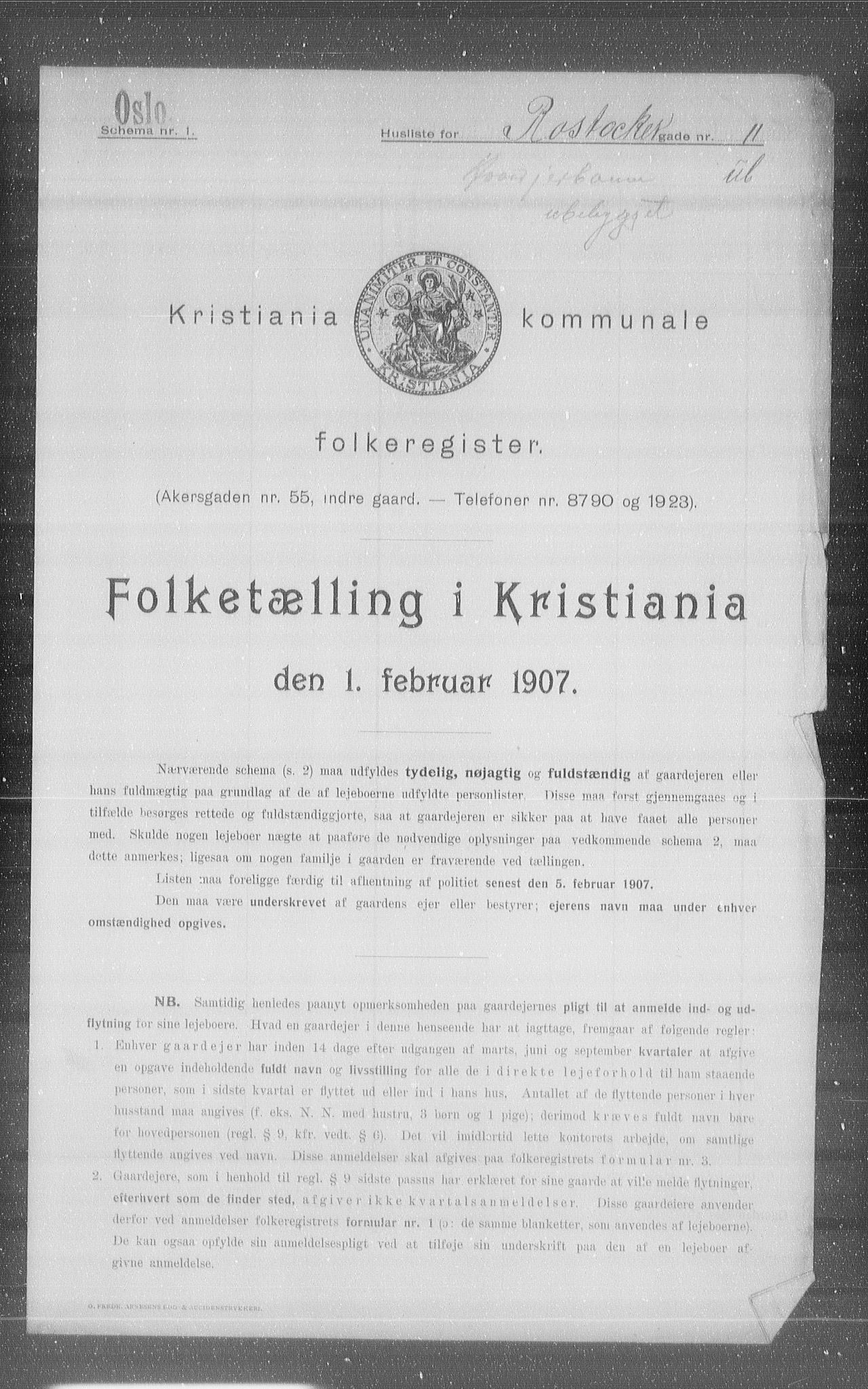 OBA, Kommunal folketelling 1.2.1907 for Kristiania kjøpstad, 1907, s. 43228