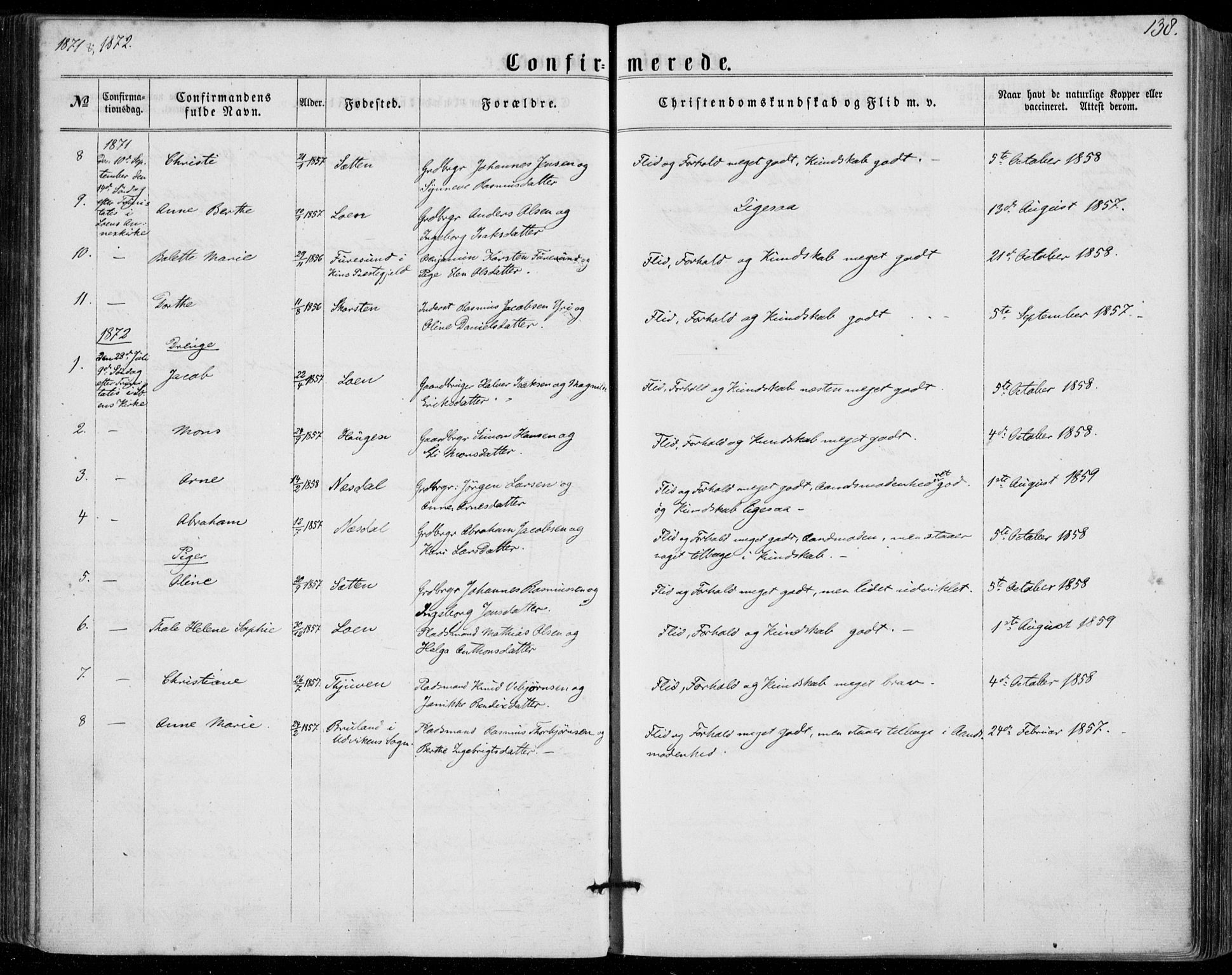 Stryn Sokneprestembete, AV/SAB-A-82501: Ministerialbok nr. A 3, 1862-1877, s. 138