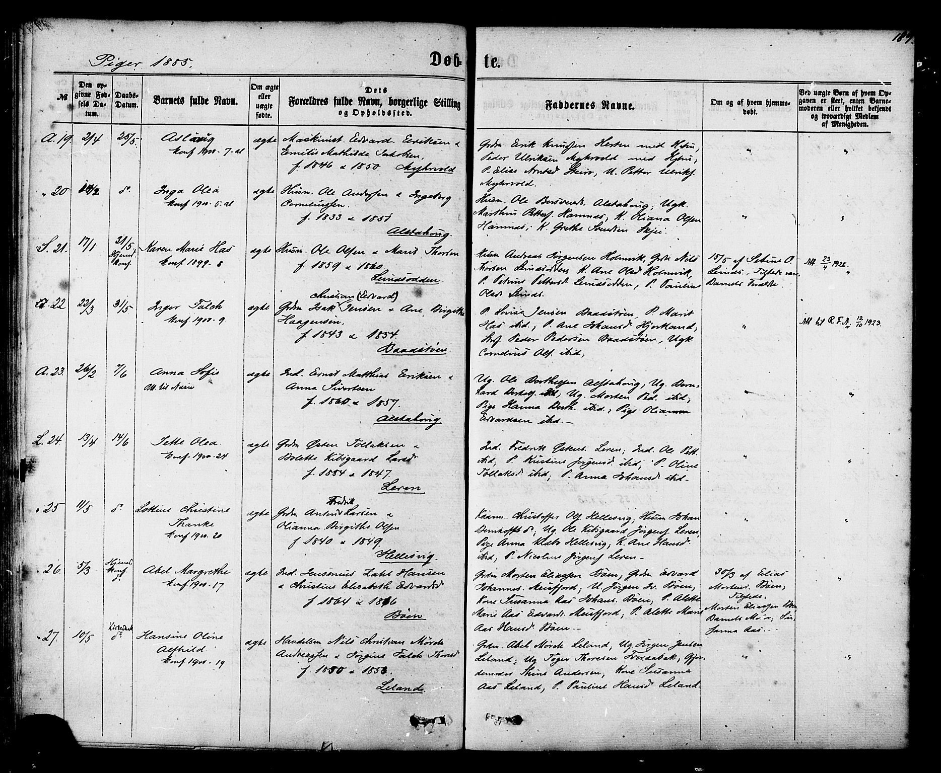 Ministerialprotokoller, klokkerbøker og fødselsregistre - Nordland, AV/SAT-A-1459/830/L0449: Ministerialbok nr. 830A13, 1866-1886, s. 189