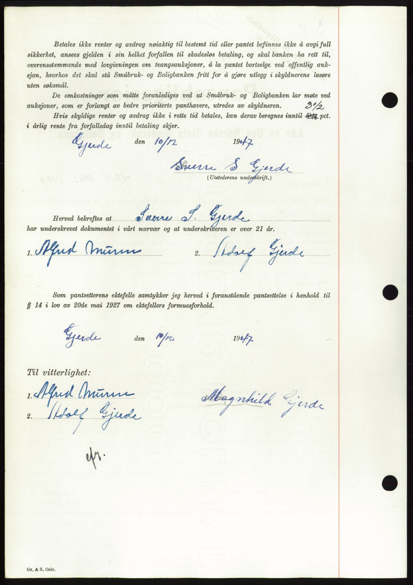 Søre Sunnmøre sorenskriveri, AV/SAT-A-4122/1/2/2C/L0115: Pantebok nr. 3B, 1947-1948, Dagboknr: 1864/1947