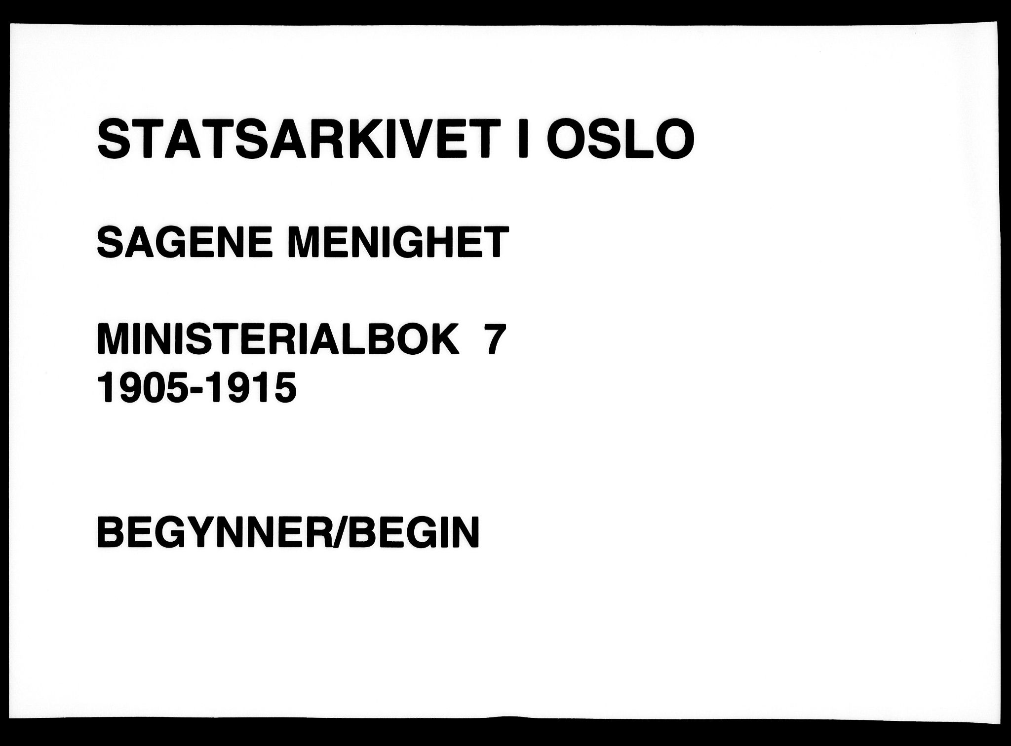 Sagene prestekontor Kirkebøker, AV/SAO-A-10796/F/L0007: Ministerialbok nr. 7, 1905-1915