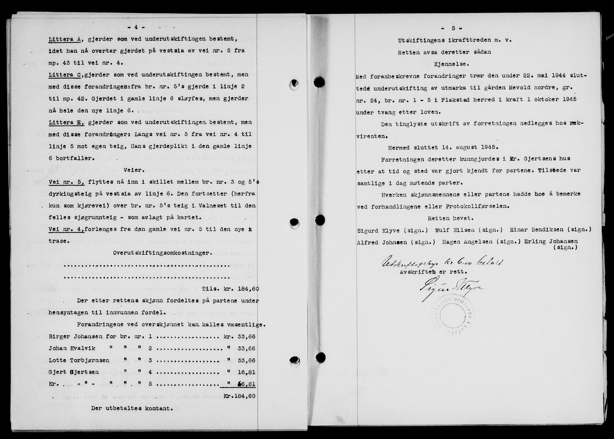 Lofoten sorenskriveri, SAT/A-0017/1/2/2C/L0013a: Pantebok nr. 13a, 1944-1946, Dagboknr: 1004/1945