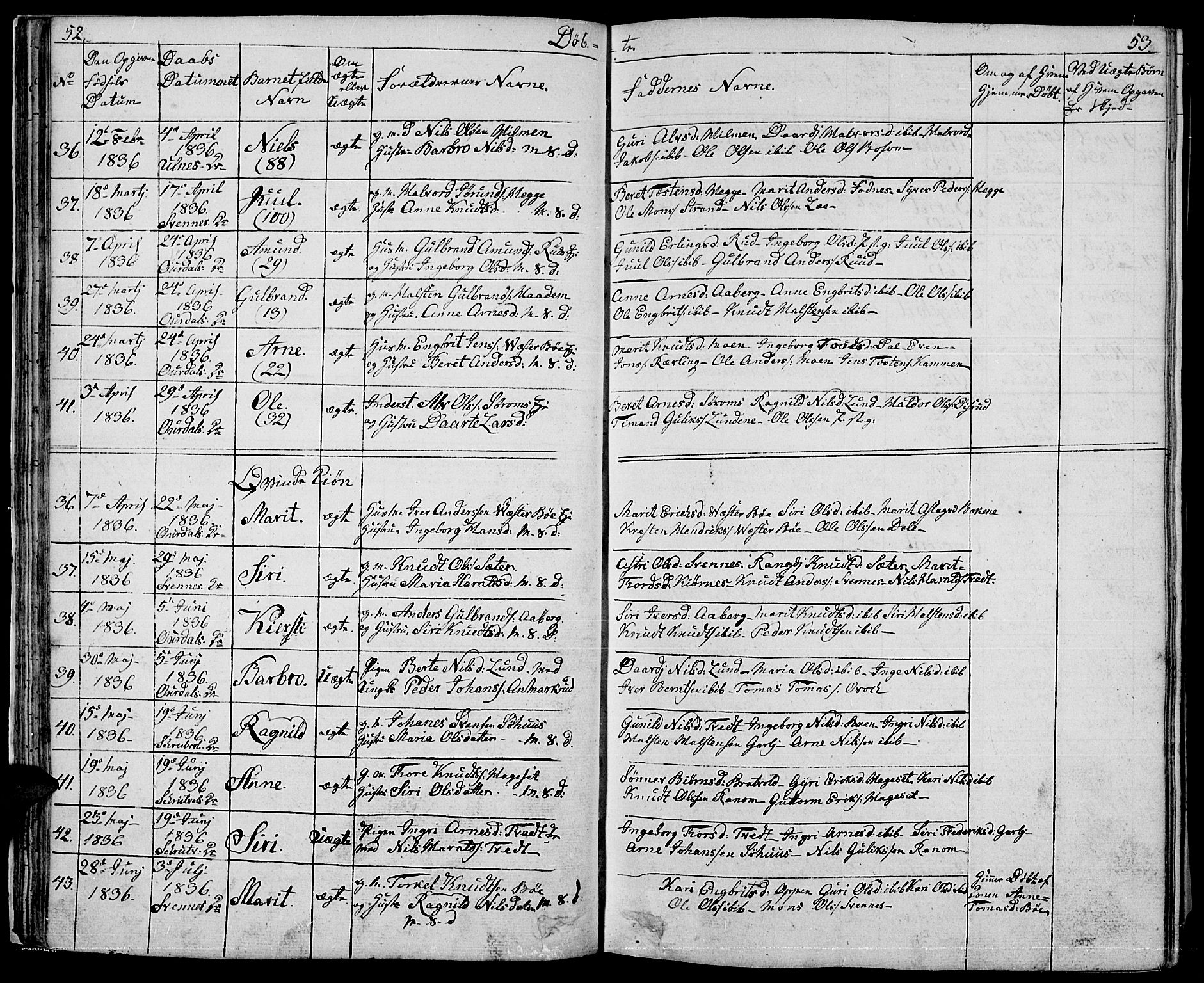 Nord-Aurdal prestekontor, AV/SAH-PREST-132/H/Ha/Hab/L0001: Klokkerbok nr. 1, 1834-1887, s. 52-53