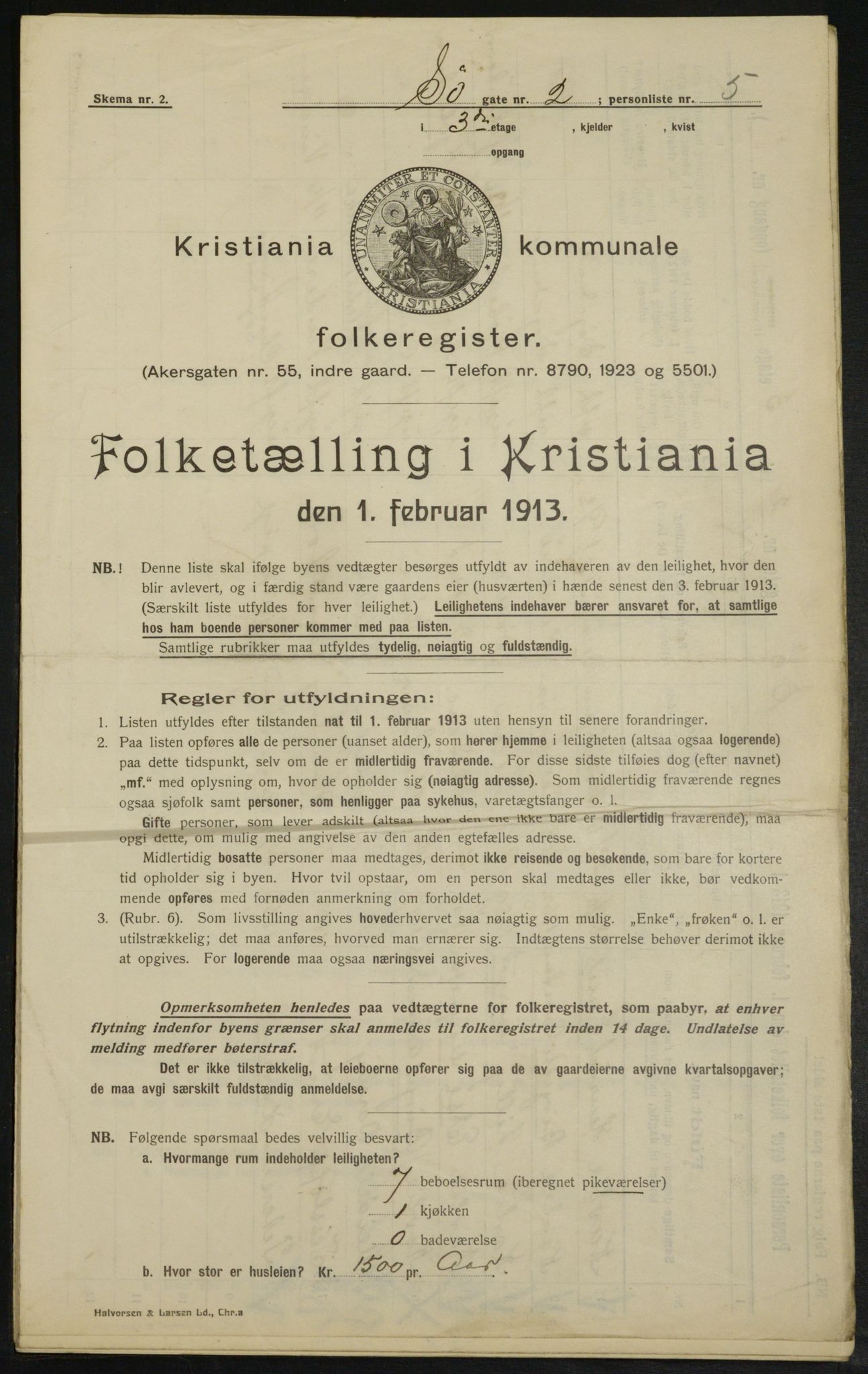 OBA, Kommunal folketelling 1.2.1913 for Kristiania, 1913, s. 95120