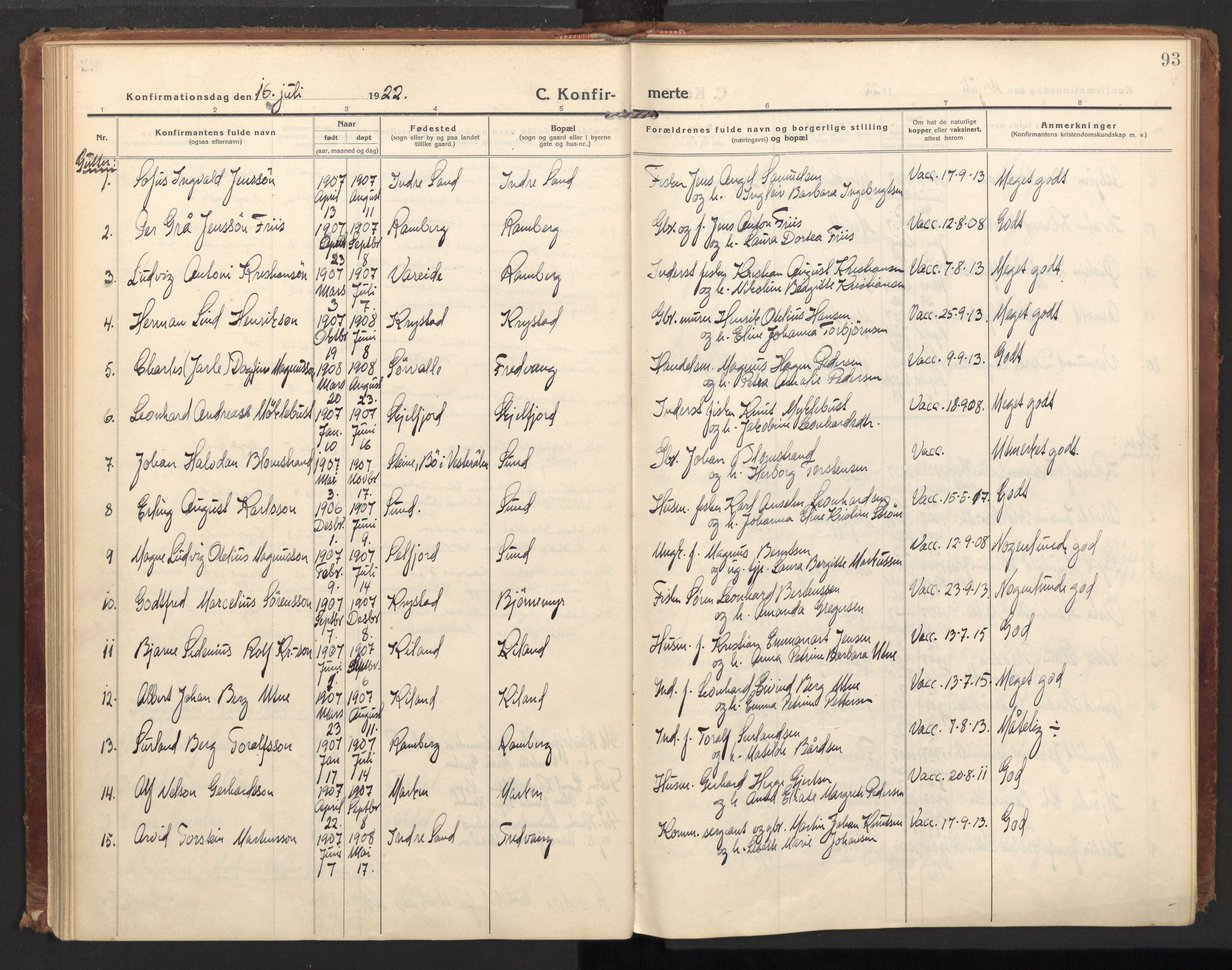 Ministerialprotokoller, klokkerbøker og fødselsregistre - Nordland, AV/SAT-A-1459/885/L1210: Ministerialbok nr. 885A10, 1916-1926, s. 93