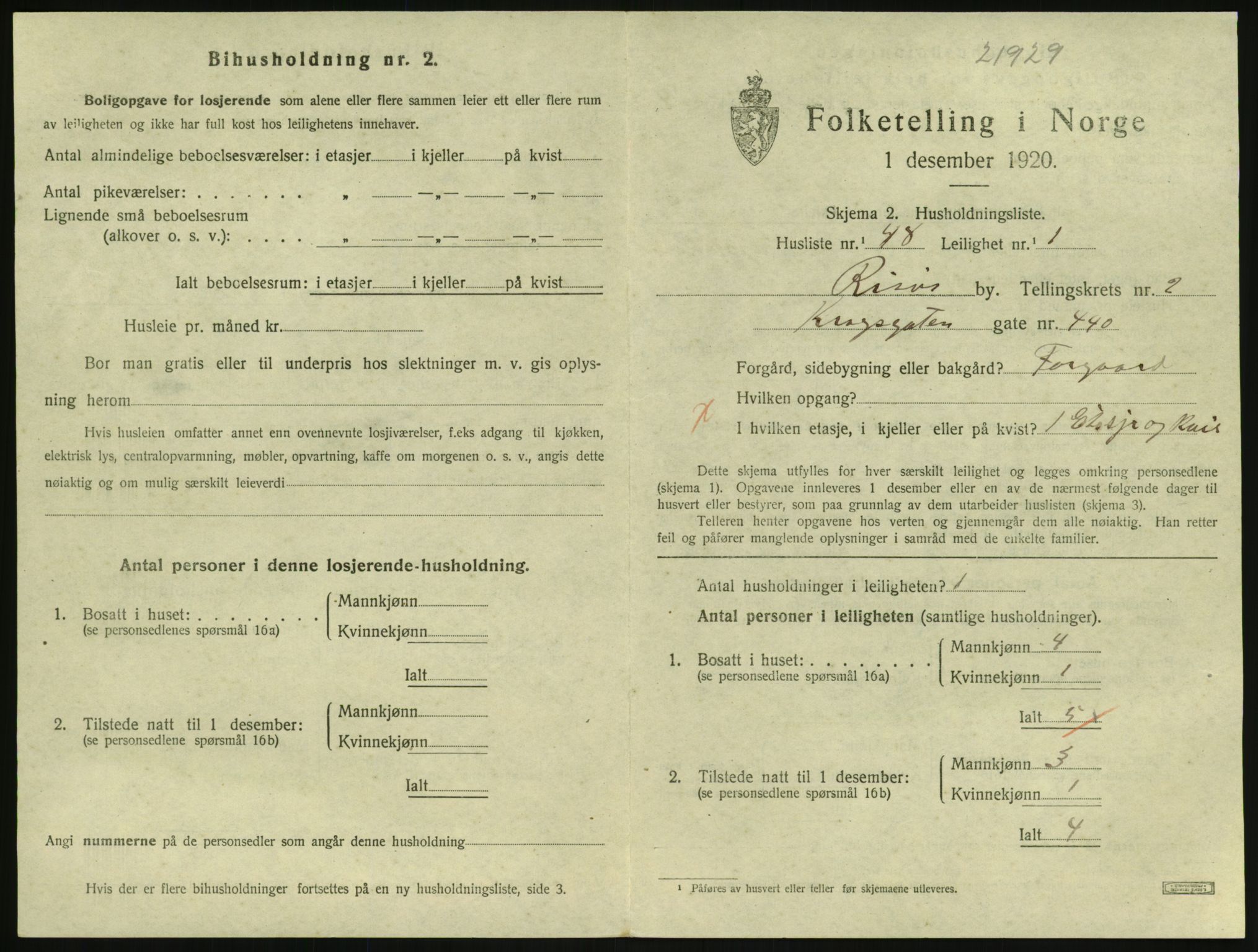 SAK, Folketelling 1920 for 0901 Risør kjøpstad, 1920, s. 2091