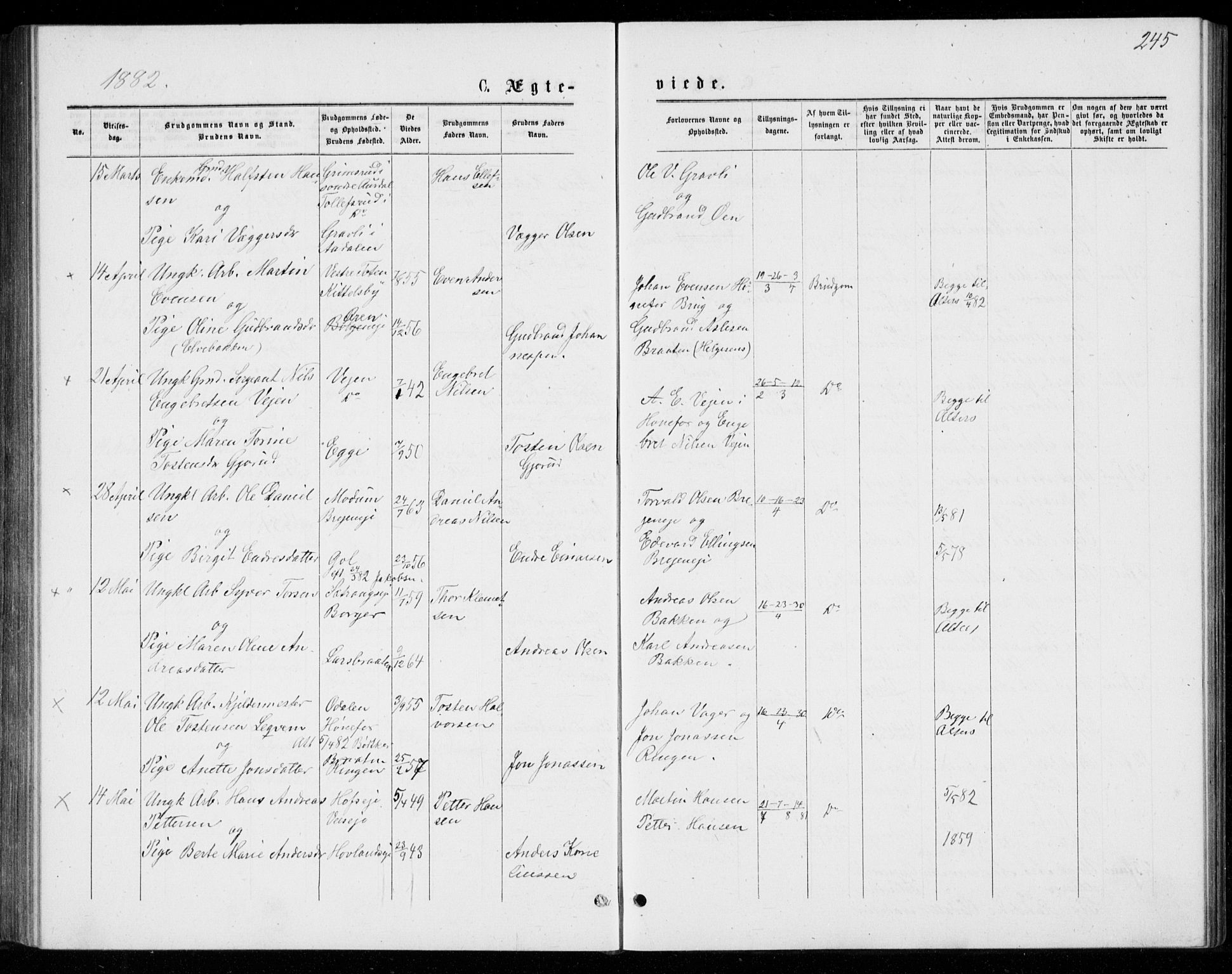 Norderhov kirkebøker, AV/SAKO-A-237/G/Ga/L0007: Klokkerbok nr. I 7, 1877-1887, s. 245