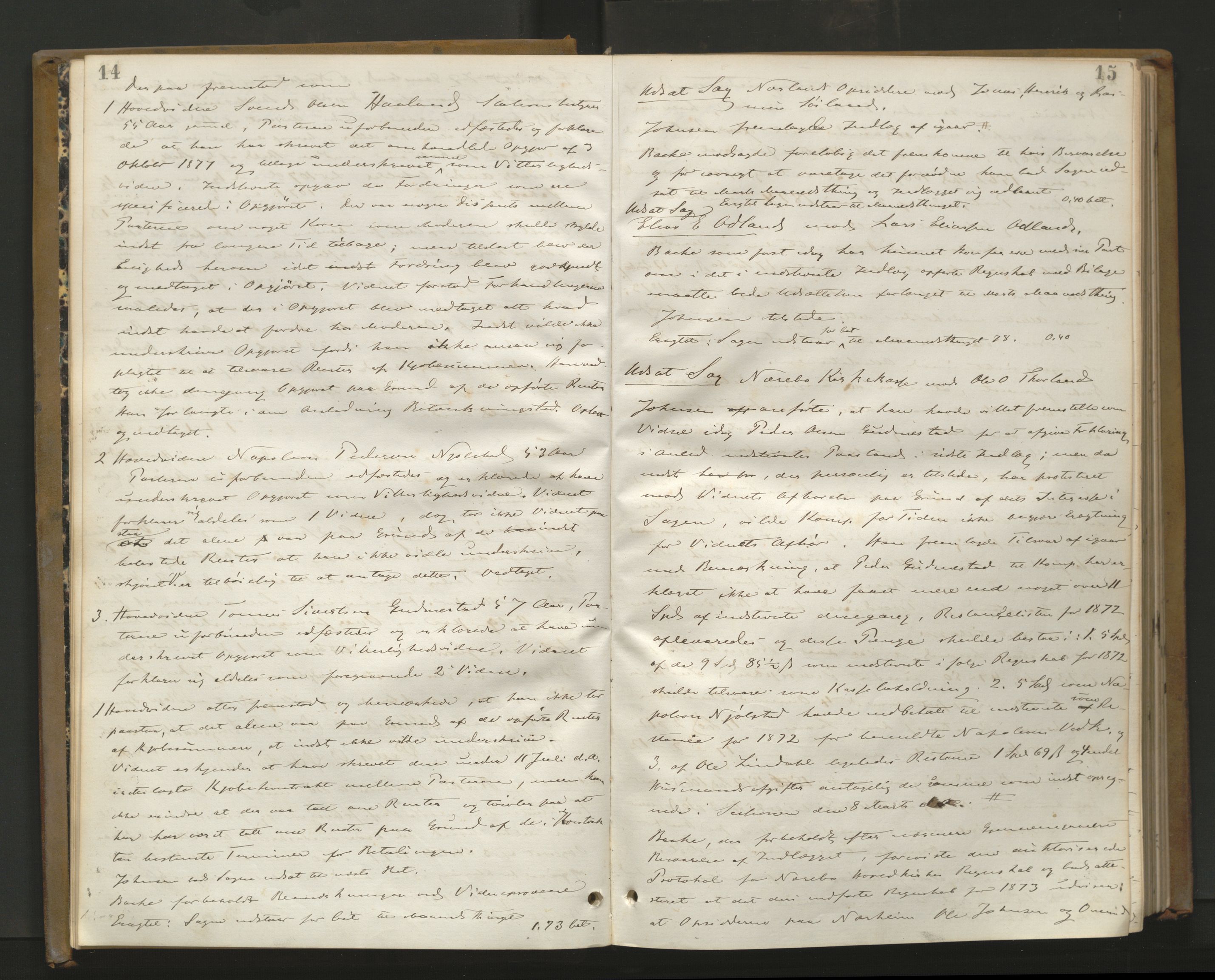 Jæren sorenskriveri, AV/SAST-A-100310/01/3/30/30BA/L0003: TINGBOK 9, 1878-1883, s. 14-15