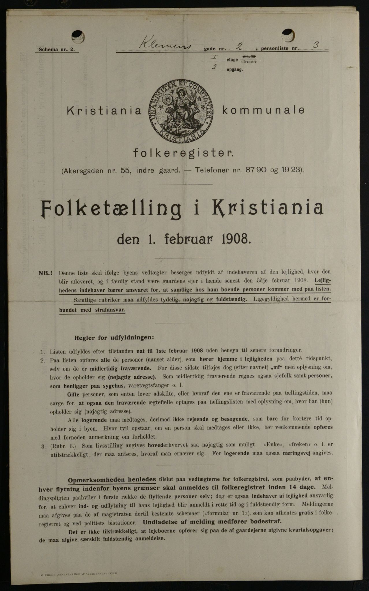 OBA, Kommunal folketelling 1.2.1908 for Kristiania kjøpstad, 1908, s. 11999