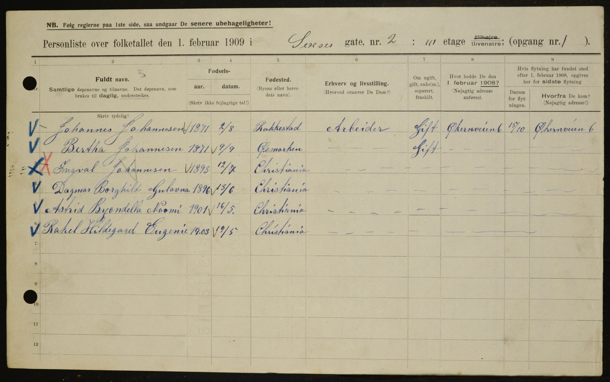 OBA, Kommunal folketelling 1.2.1909 for Kristiania kjøpstad, 1909, s. 85930
