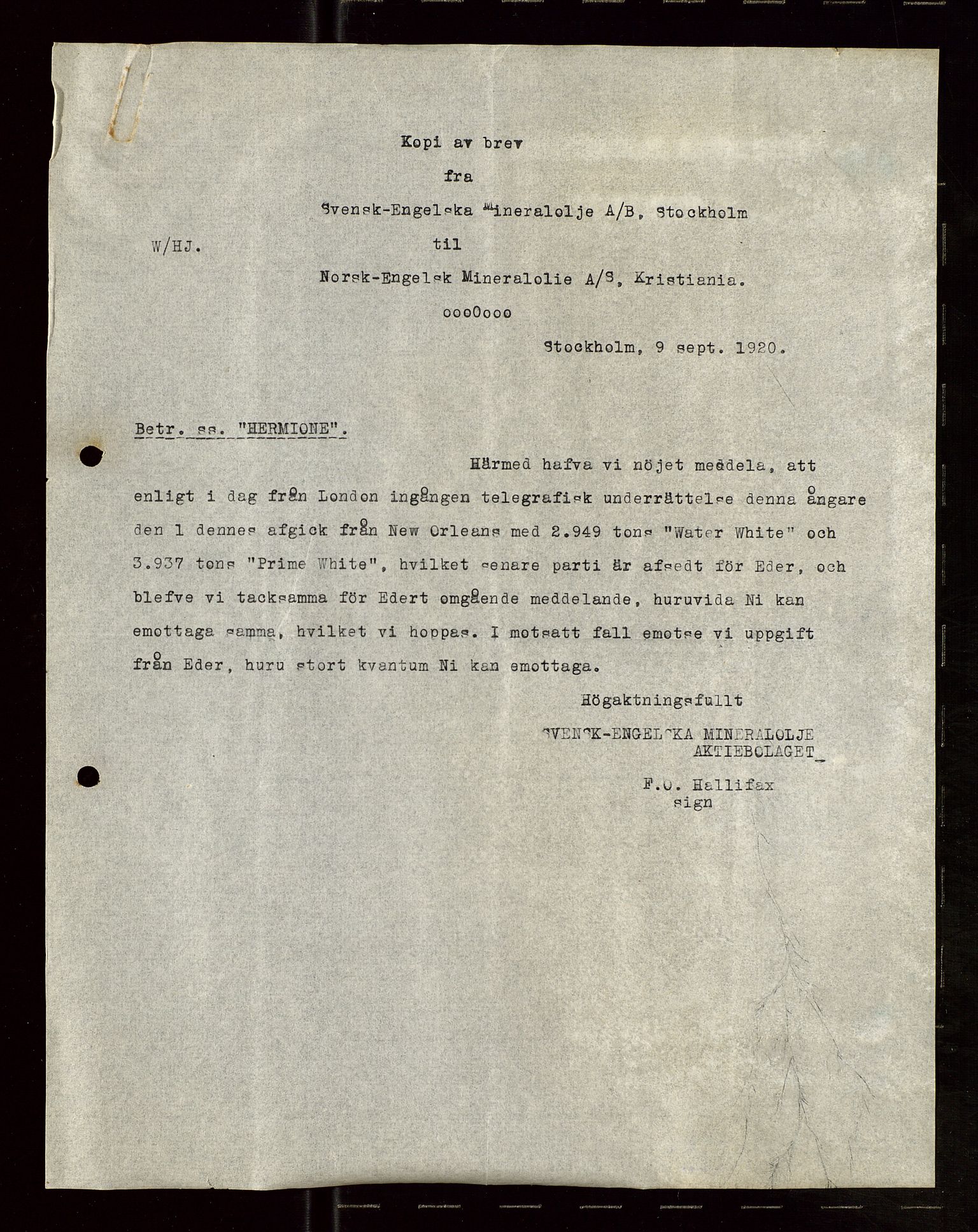 Pa 1521 - A/S Norske Shell, SAST/A-101915/E/Ea/Eaa/L0008: Sjefskorrespondanse, 1920, s. 35